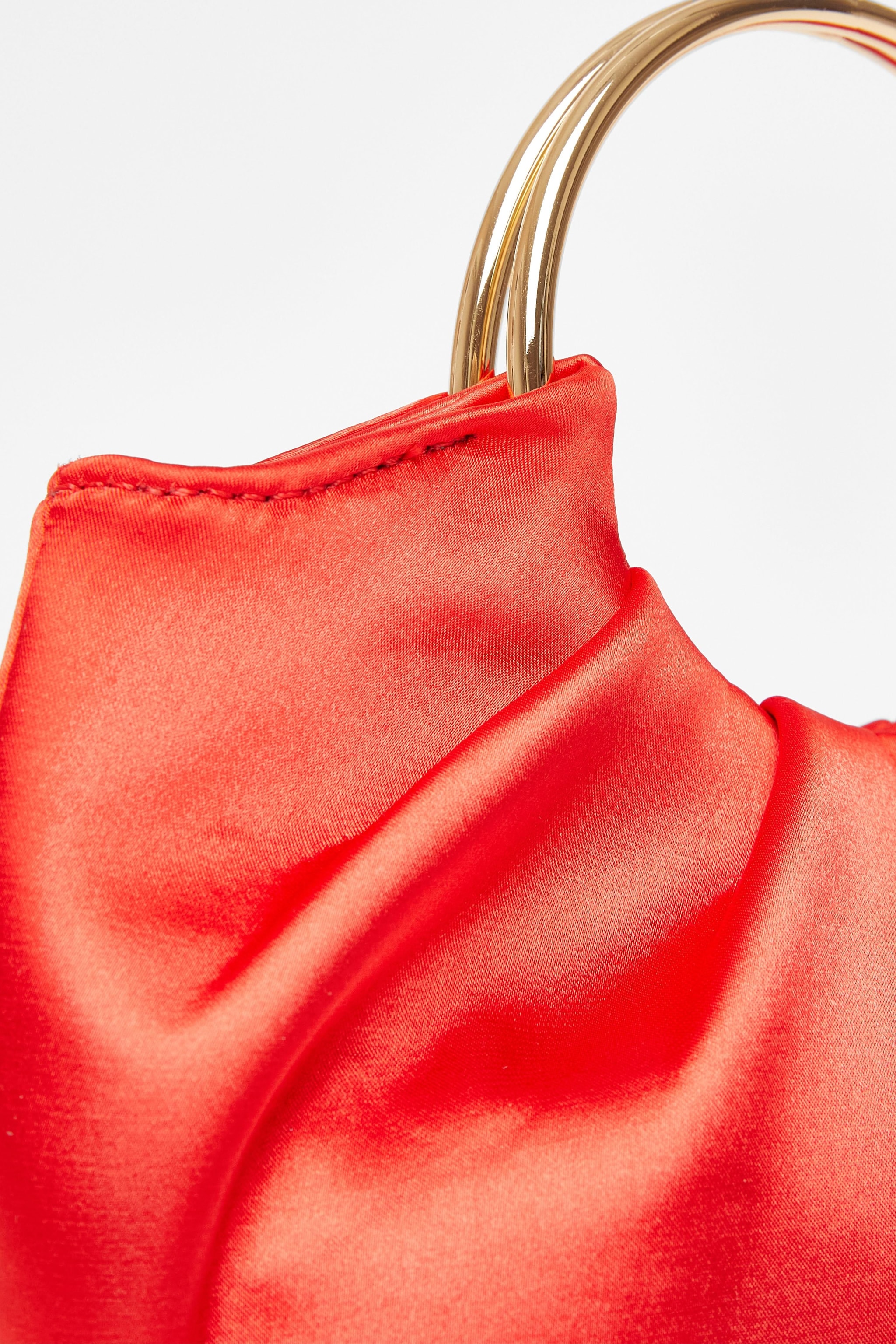 Quiz Red Satin Pleated Top Handle Bag image 5