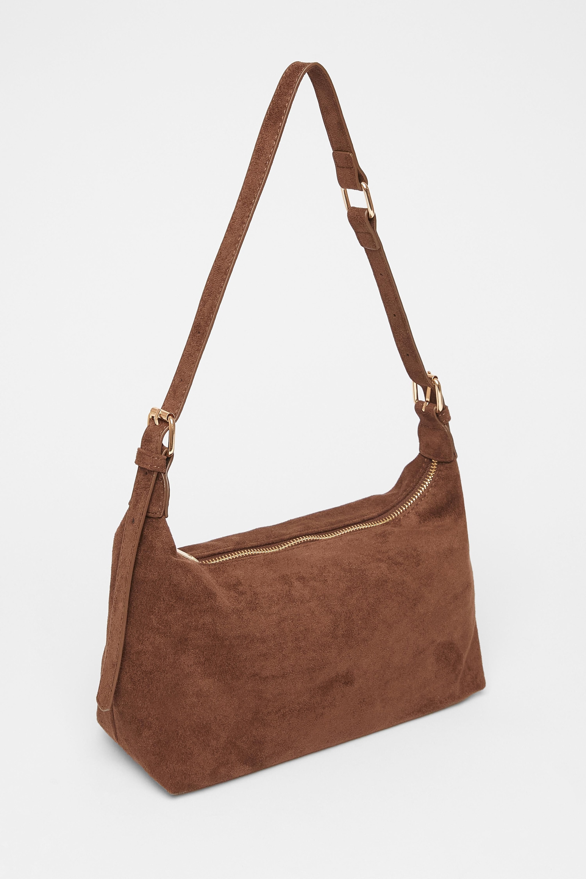 Quiz Brown Faux Suede Shoulder Bag image 4