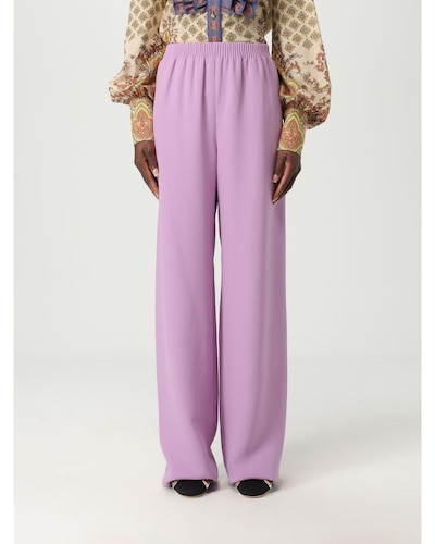 Valentino Wide Leg High Waist Pants Wo - Violet