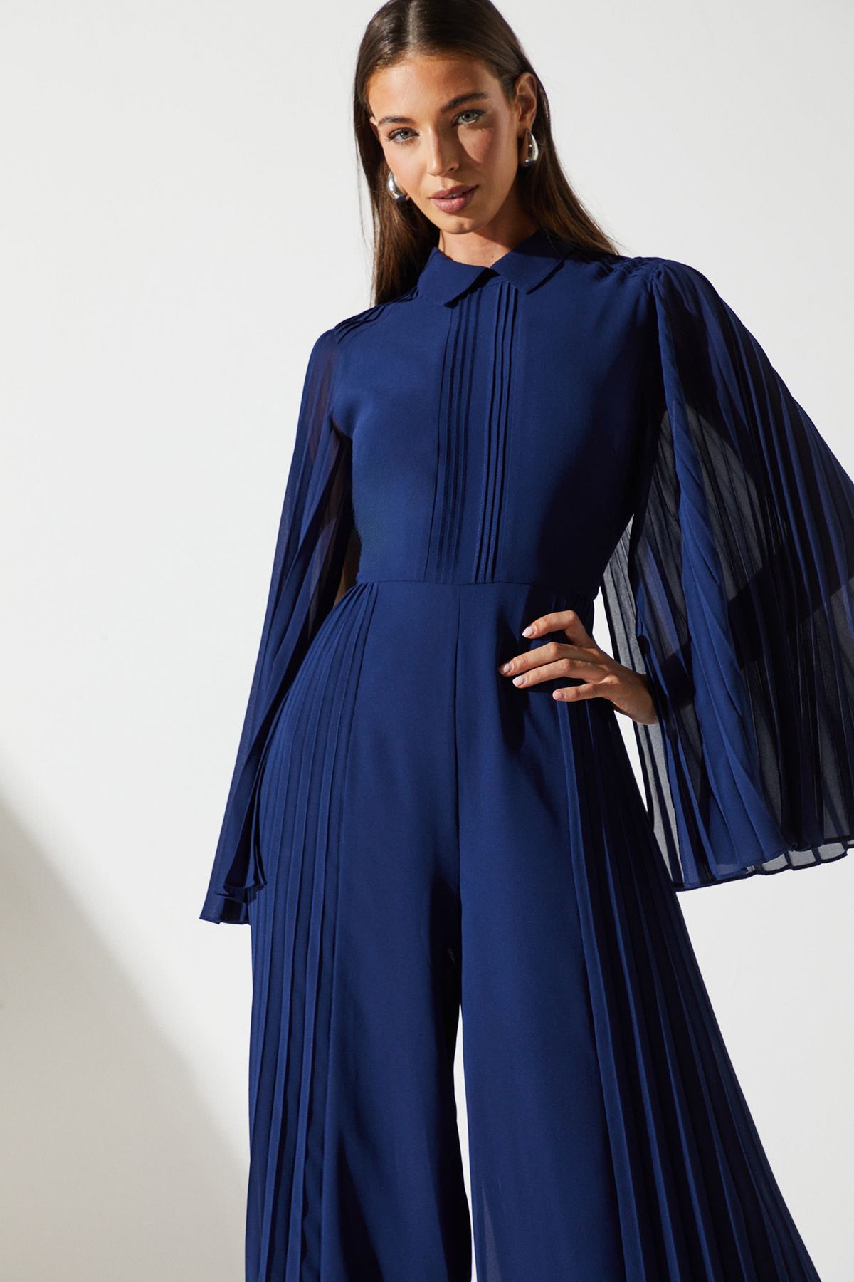 Coast Pleat Wide Leg Jumpsuit Navy image 4