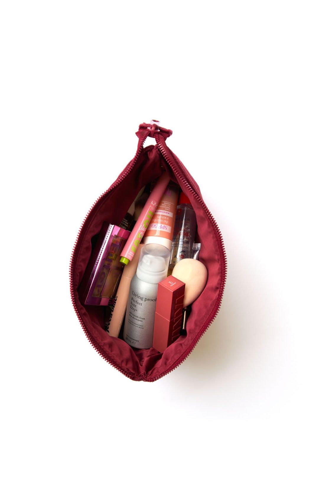 The Flat Lay Co Essential Makeup Pouch - Ditsy Roses & Flowers Burgundy Embroidered Velvet Multi image 5