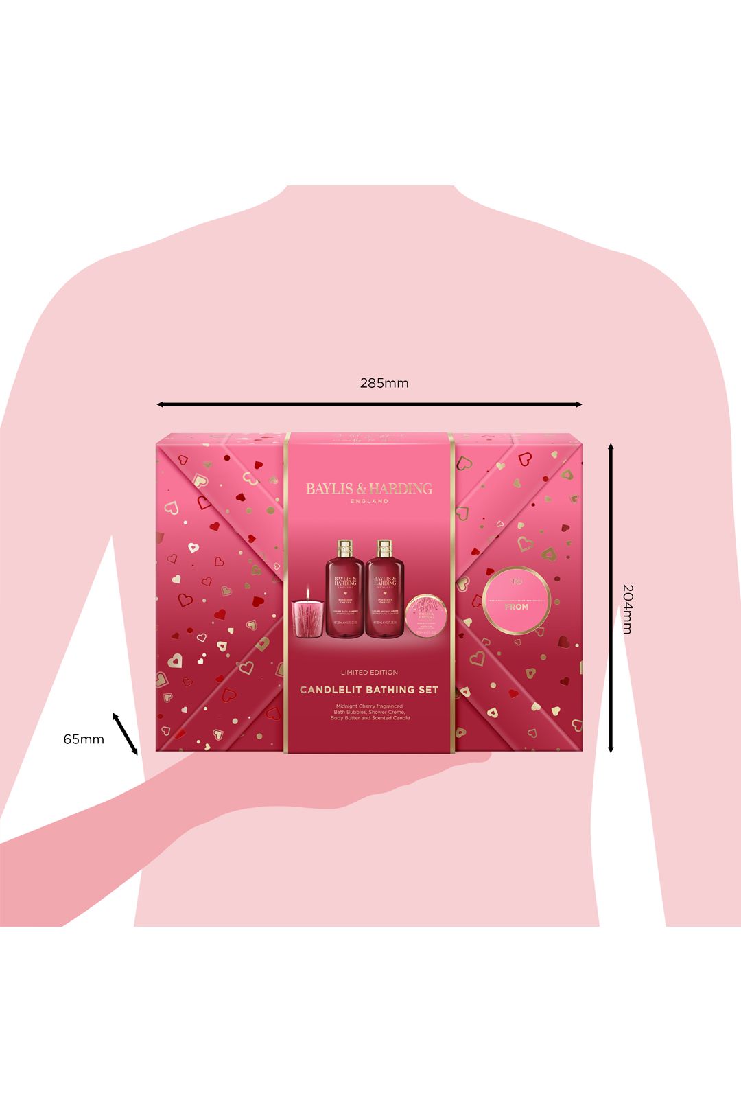 Baylis & Harding Midnight Cherry Gift Wrapped Candlelit Bathing Gift Set Multi image 7