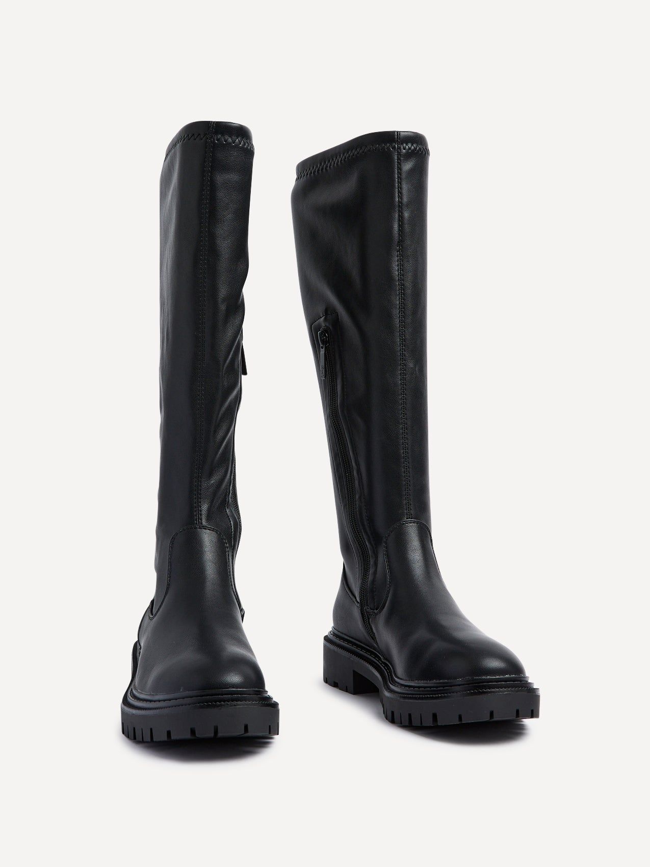 Linzi Hallie Black Faux Leather High Leg Stretch Boot image 3
