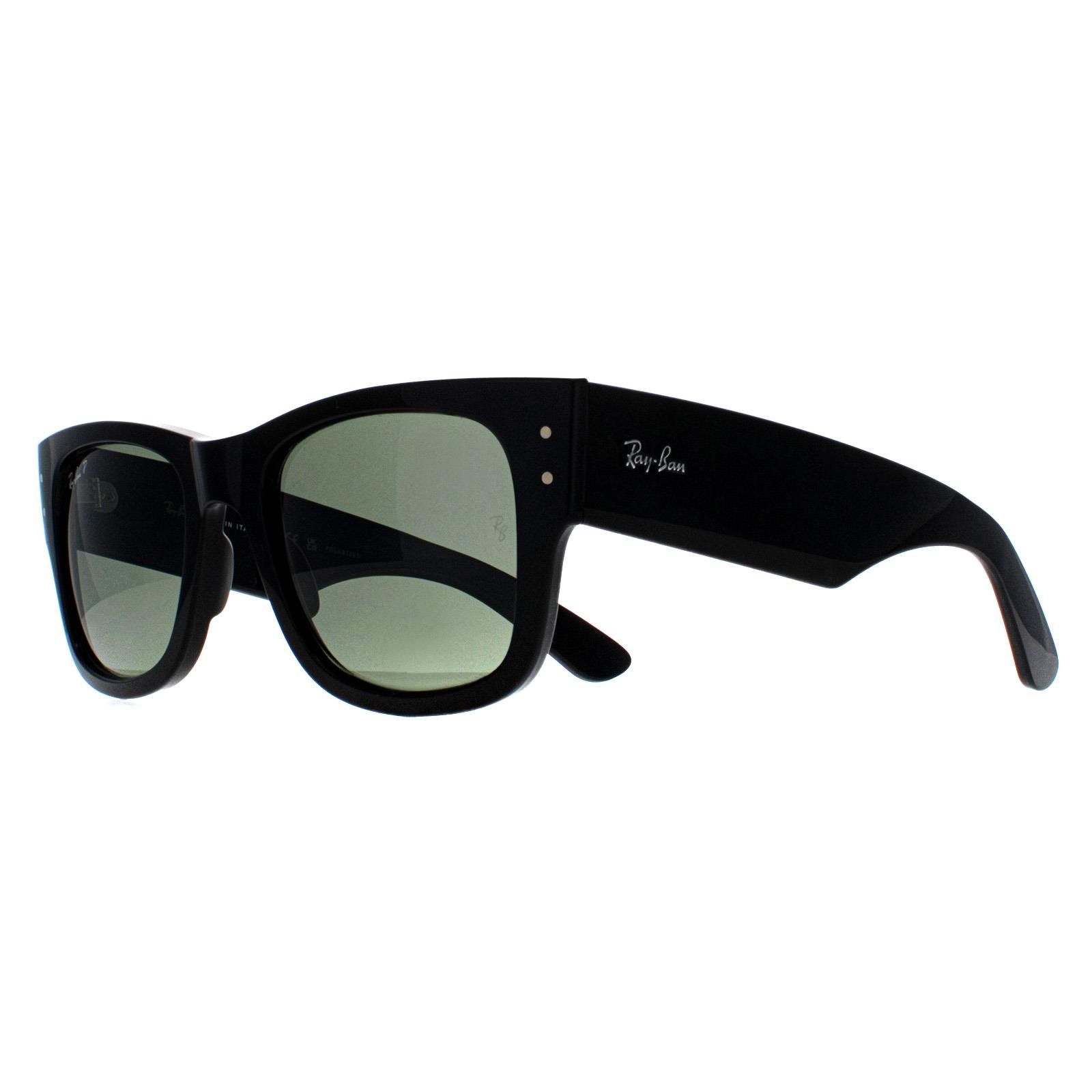 Ray-Ban Square Polished Black Green Polarized RB0840S Mega Wayfarer image 2