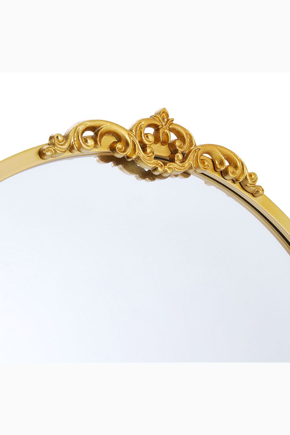 Living and Home 60cm W x 120cm H Gold Floral Carved Metal Frame Arch Wall Mirror Art Deco Vanity Mirror image 5