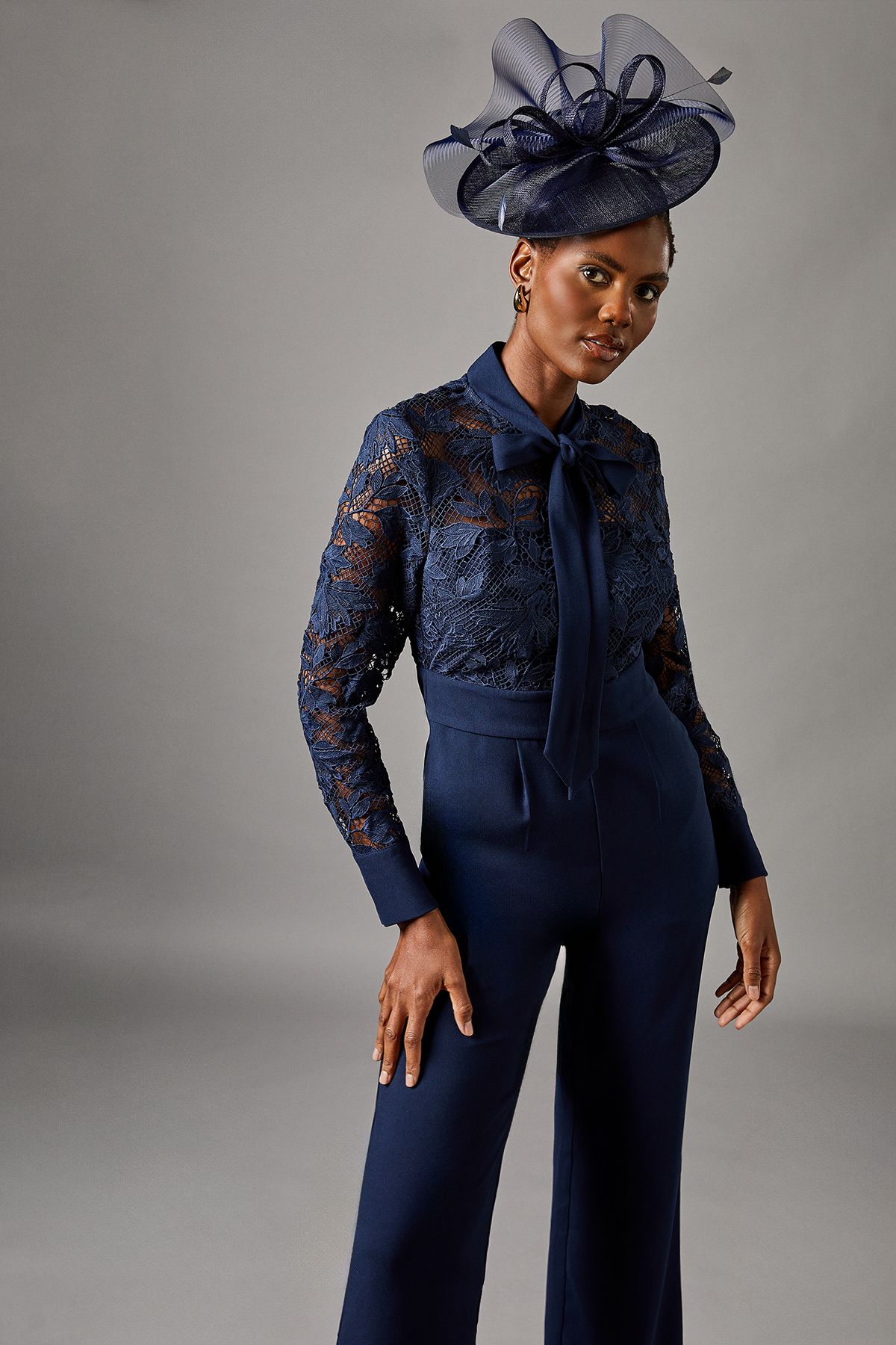 Coast Lace Tie Neck Jumpsuit Navy image 2