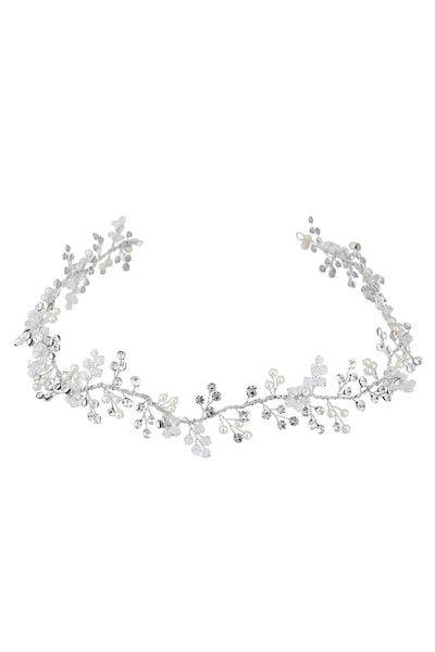 Jon Richard Silver Plated Lydia Statement Pearl And Crystal Hair Vine - Gift Pouch