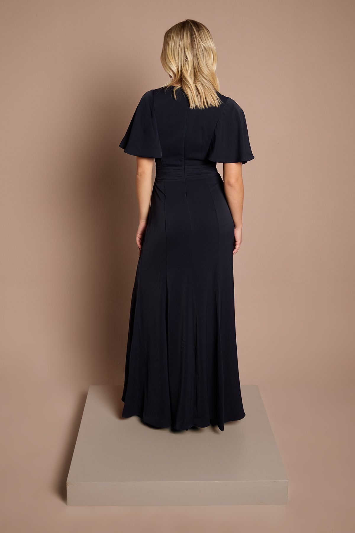 Coast Teen V Neck Flutter Sleeve Bridesmaid Dress Navy image 3