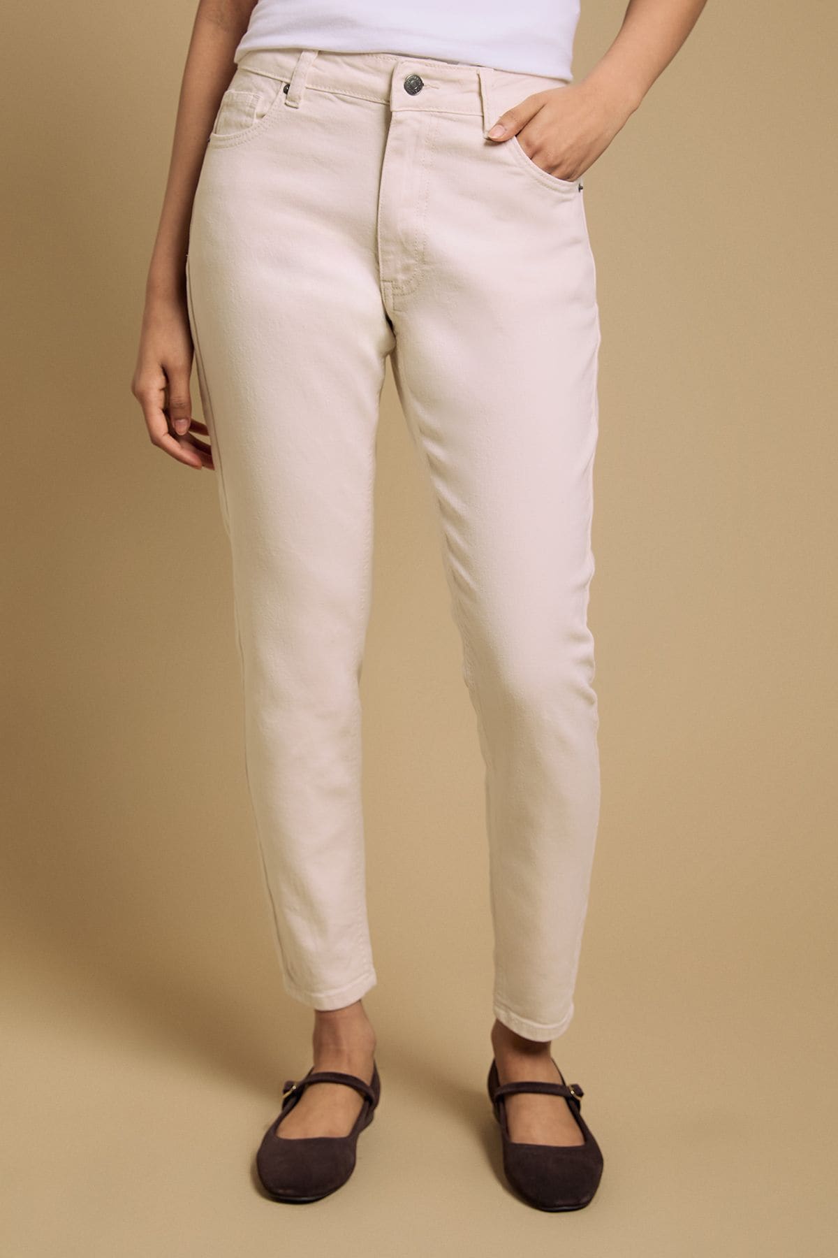 Dorothy Perkins Petite Comfort Stretch Skinny Jeans Ecru image 2