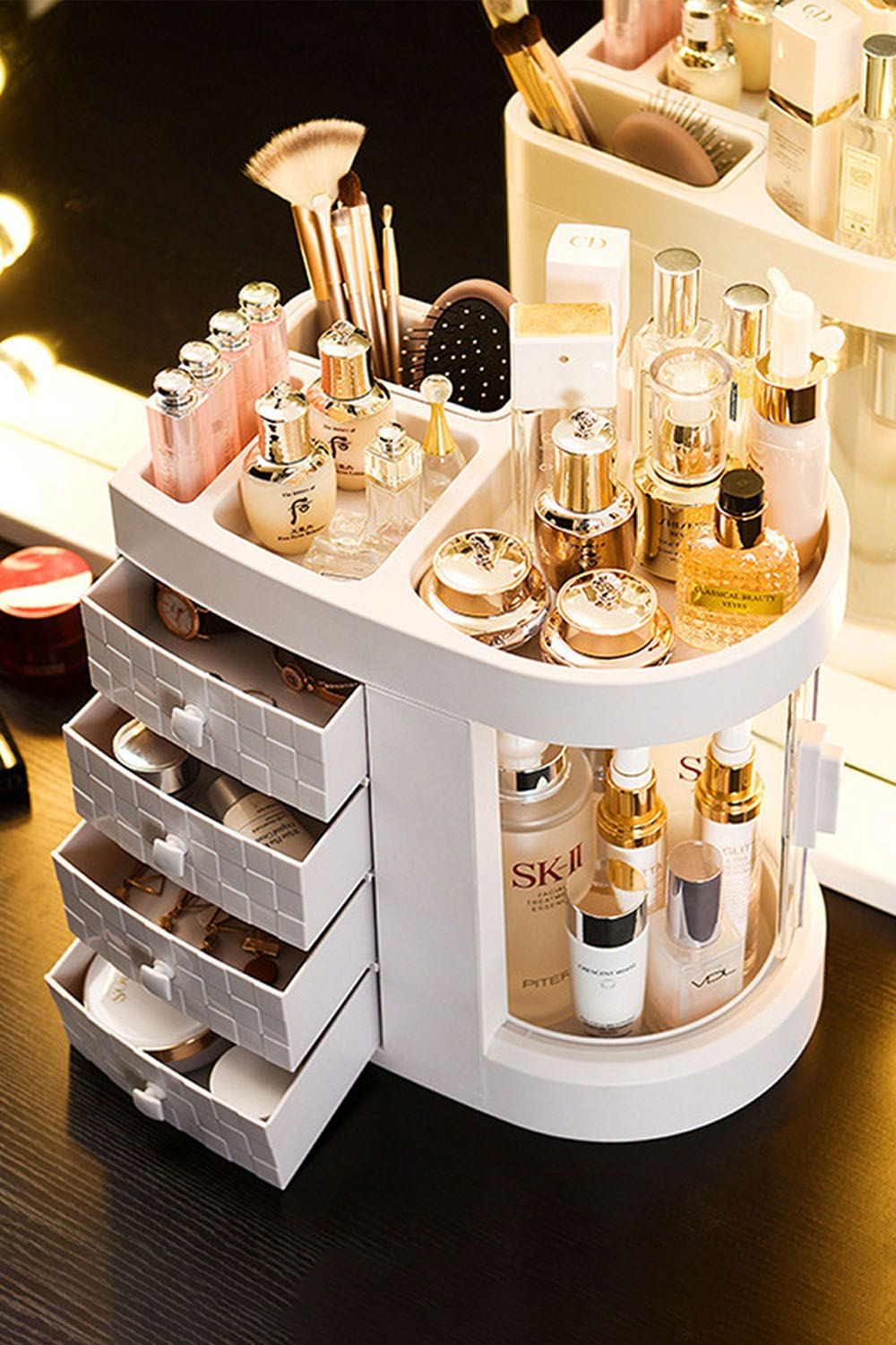 Living and Home Acrylic Desktop Makeup Cosmetic Organizer with 4 Drawers image 3