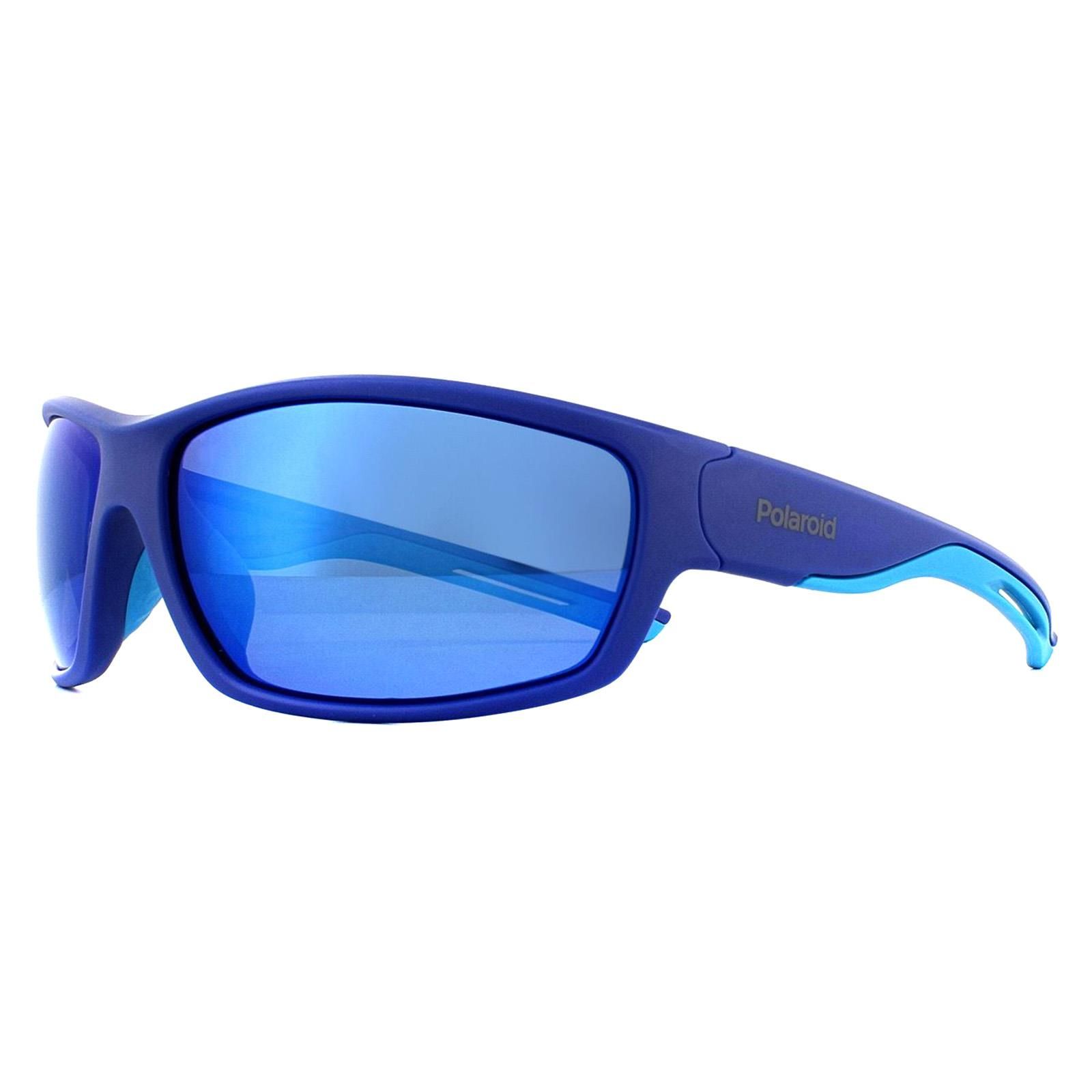 Polaroid Sport Wrap Blue Blue Mirror Polarized Sunglasses image 2