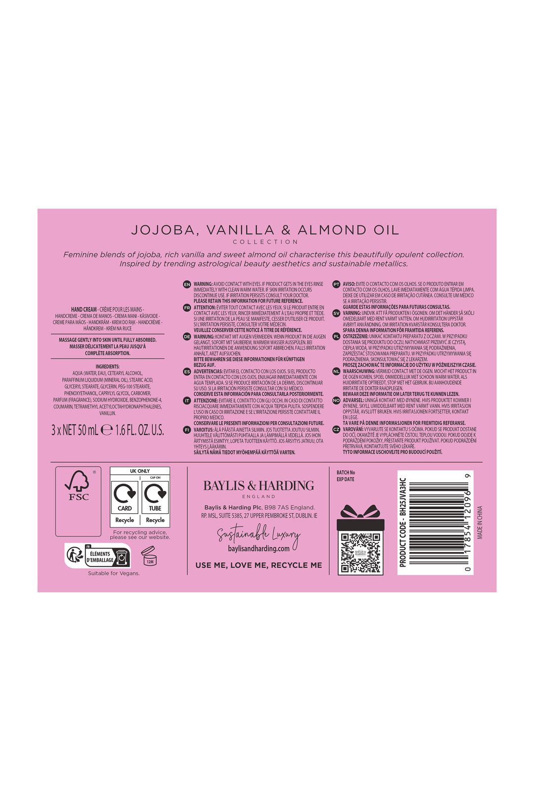 Baylis & Harding Jojoba, Vanilla & Almond Oil Luxury Hand Treats Gift Set Multi image 8