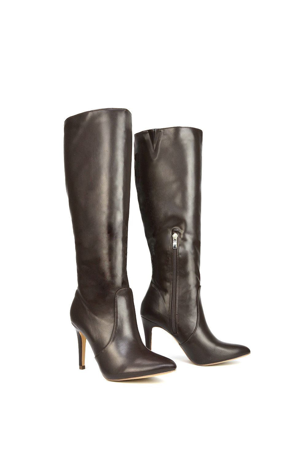 XY London 'Bree' Pointed Toe Zip-up Stiletto Heel Knee High Boots image 3