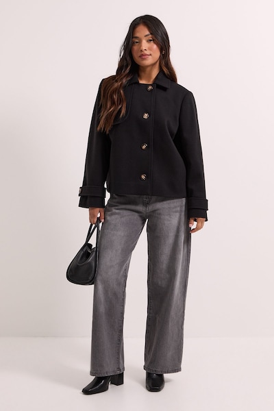 Dorothy Perkins Petite Short Trench Coat Black