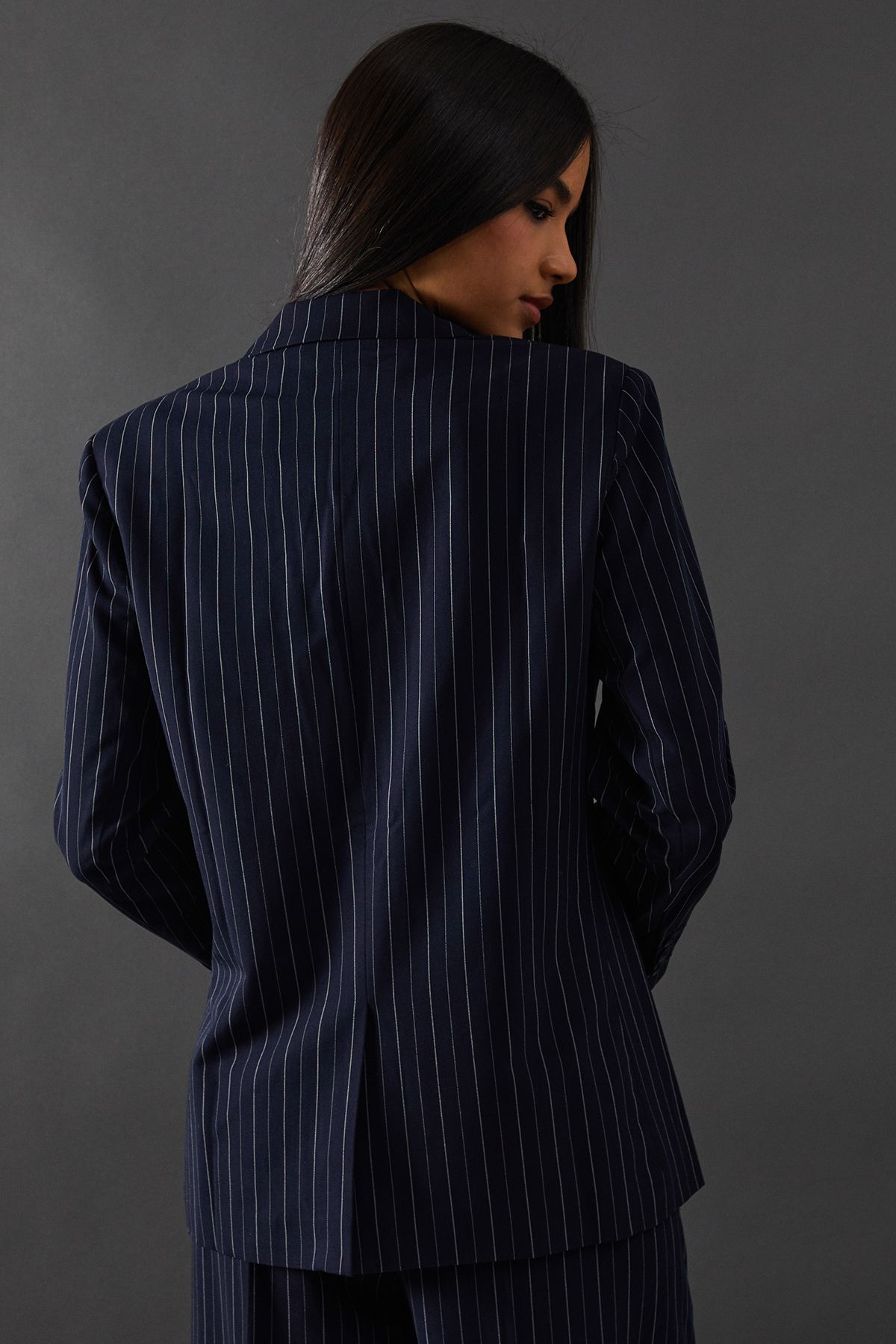 Warehouse The Ultimate Pinstripe Oversized Blazer Navy image 3