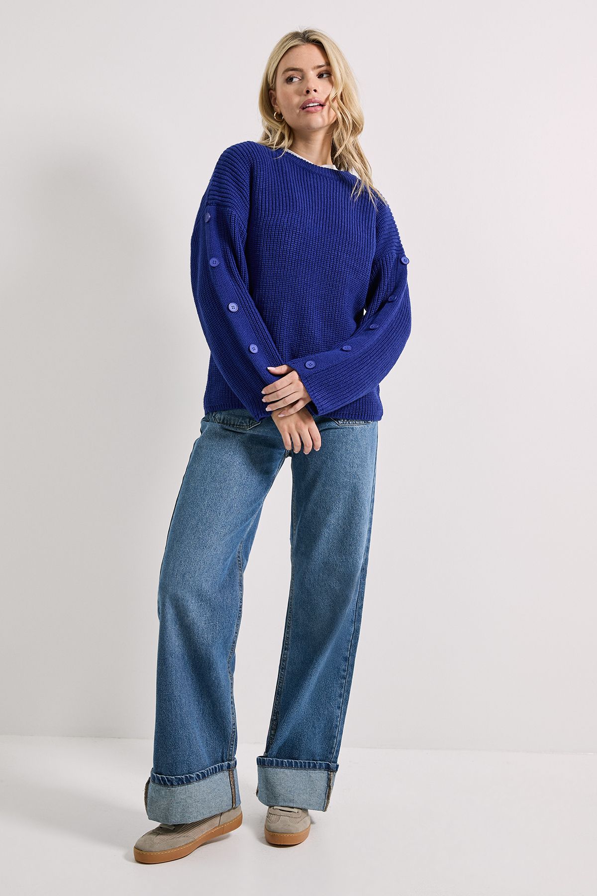 Dorothy Perkins Button Overarm Jumper Cobalt image 4