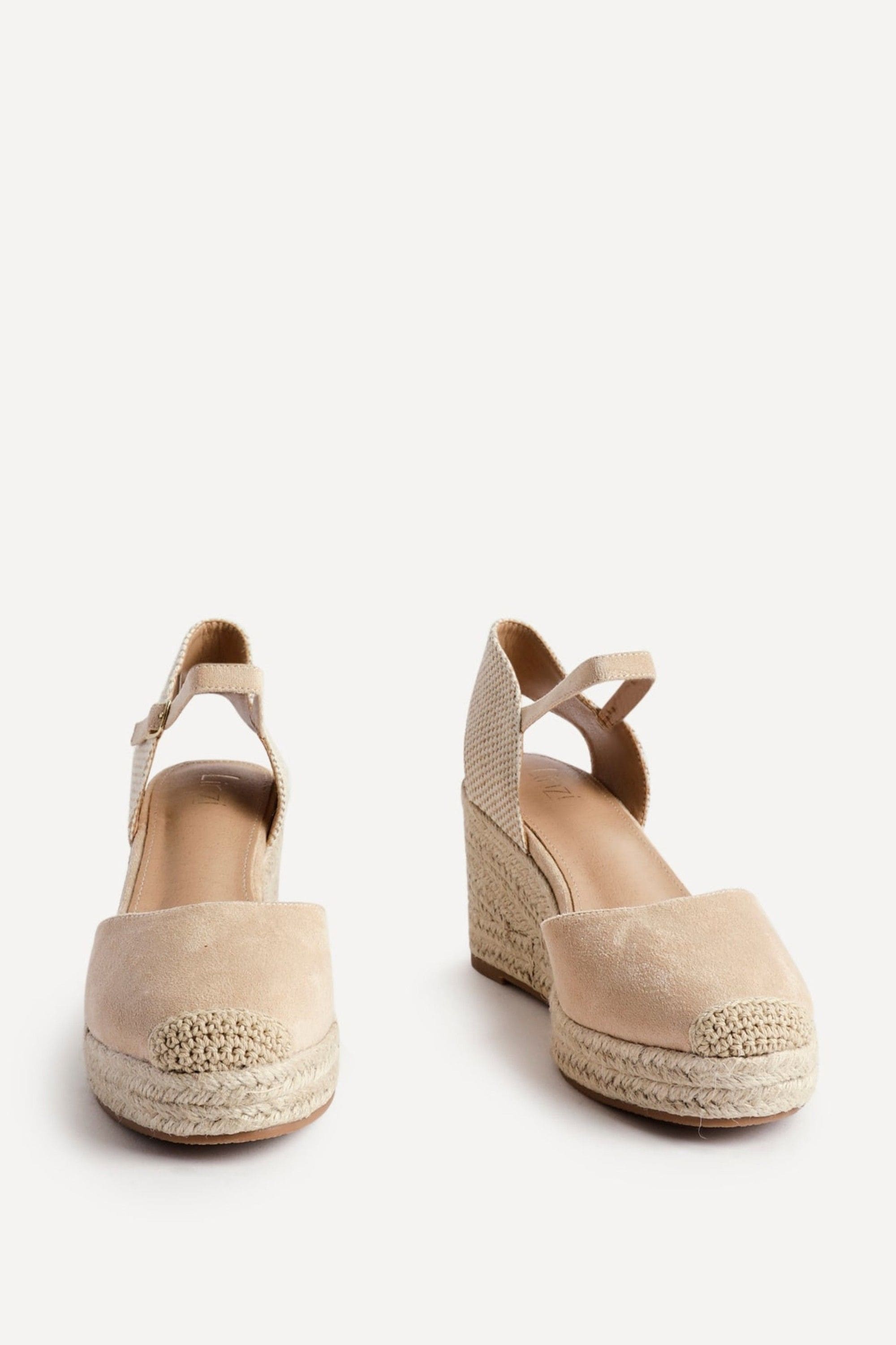 Linzi Present Beige Faux Suede Closed-Toe And Open Back Espadrille Wedge image 3