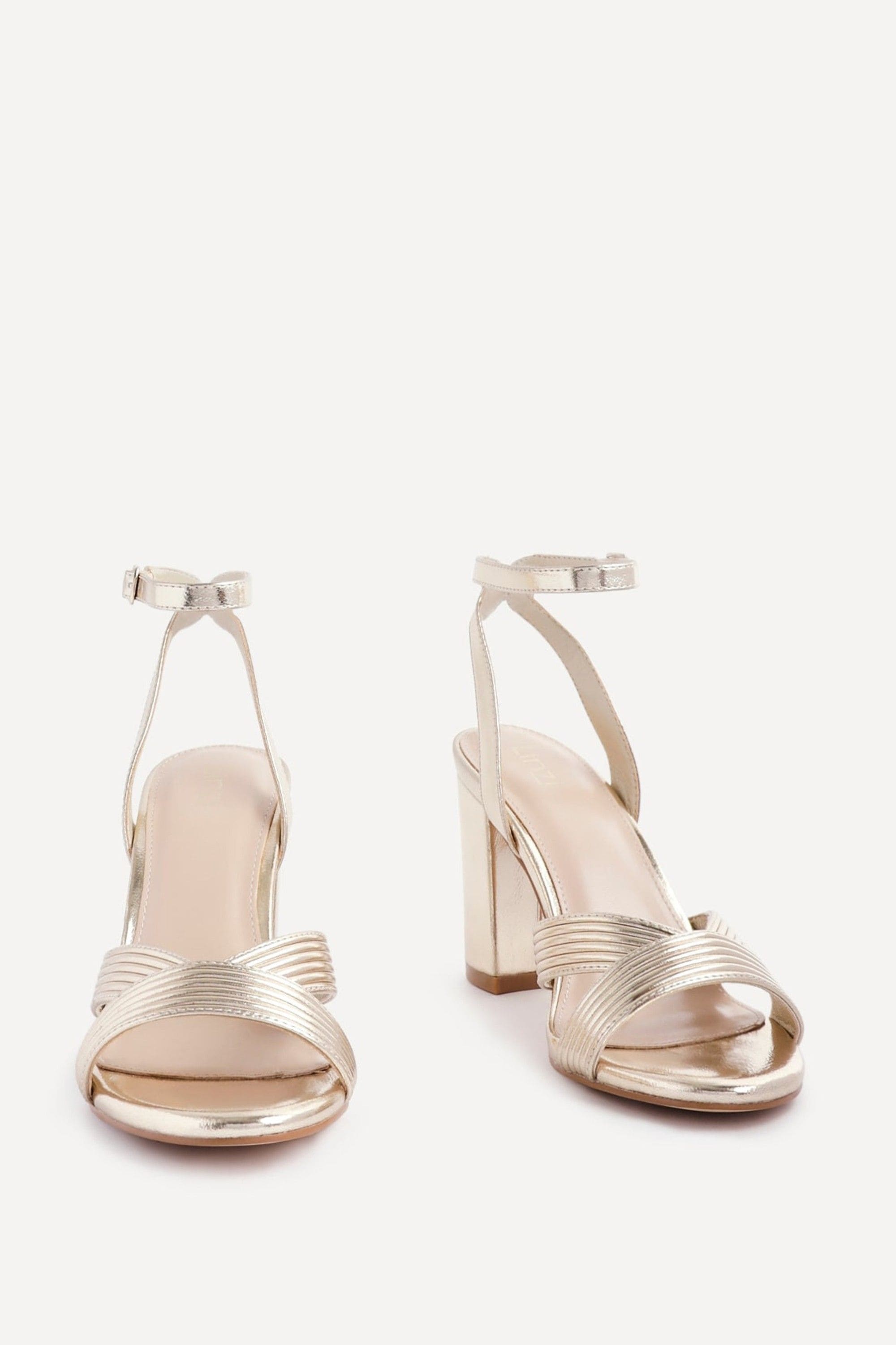 Linzi City Gold Faux Leather Block Heeled Sandal image 3