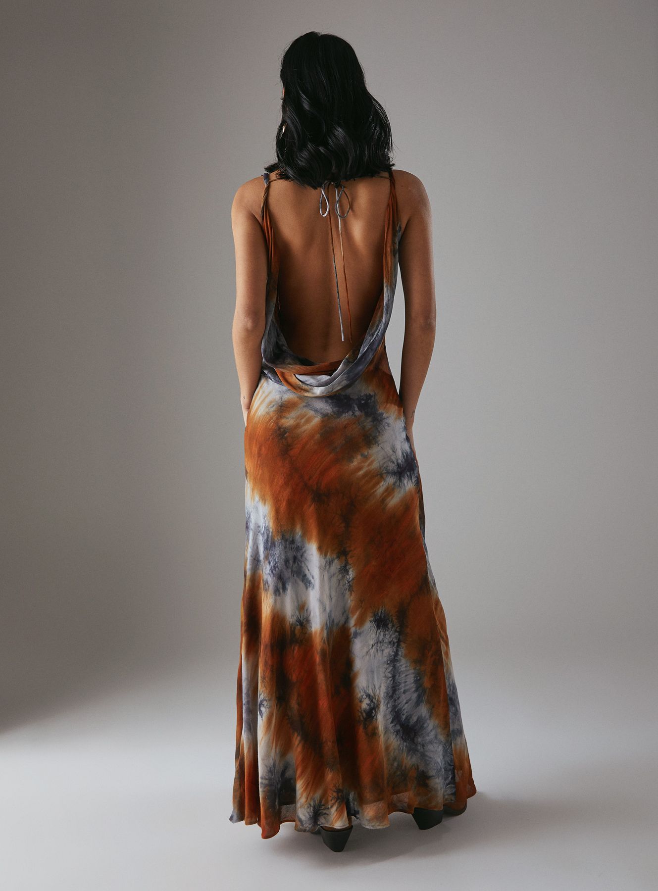 Warehouse Tie Dye Cowl Neck Maxi Dress Multi image 4