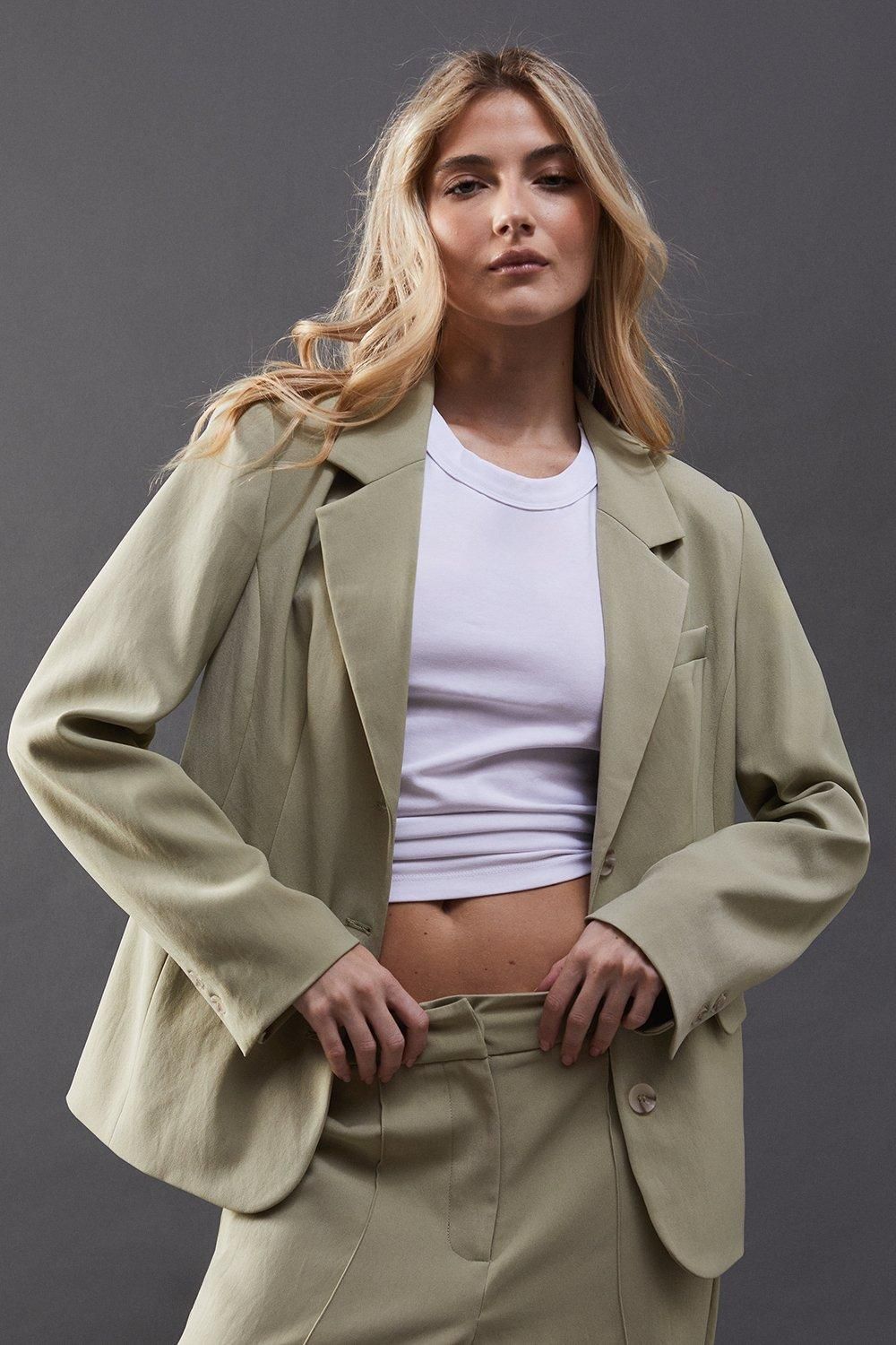 Warehouse Premium Single Breasted Blazer Green image 1