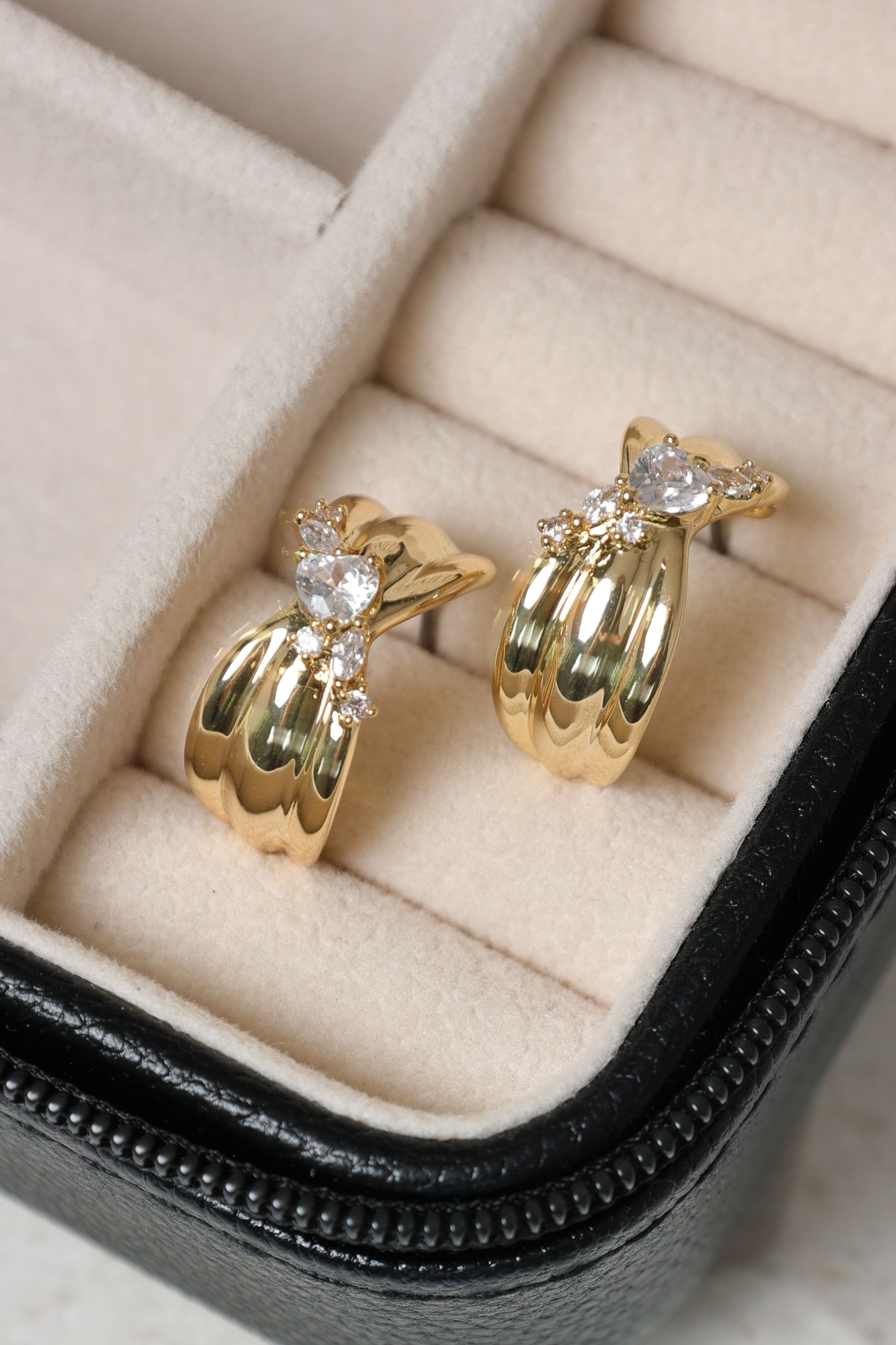 Jon Richard Gold Plated and Crystal Half Hoop Earrings image 3