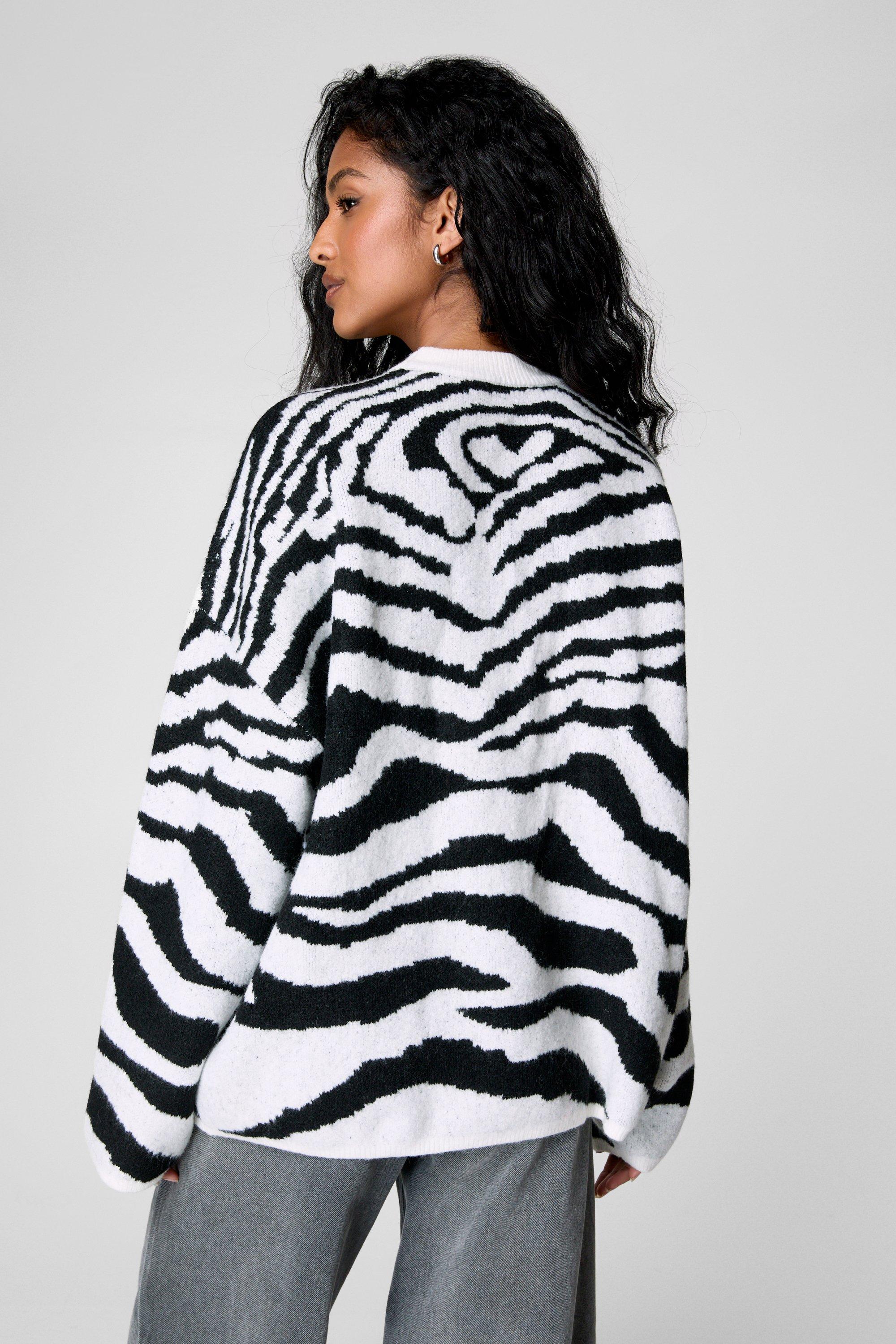 NastyGal (N) Zebra Oversized Sweater Black image 4