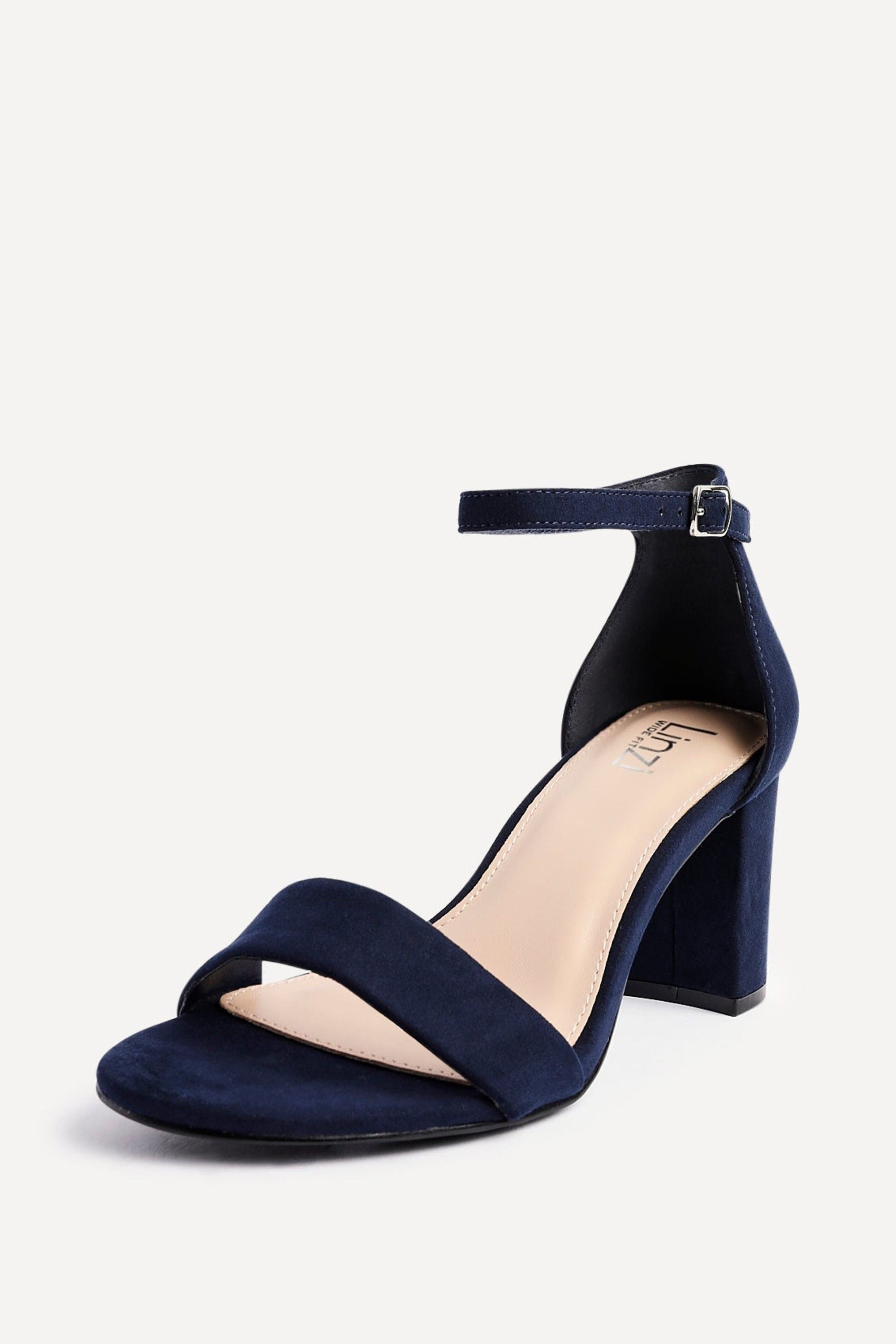 Linzi Legacy Wide Fit Navy Suede Closed Back Block Heel image 5