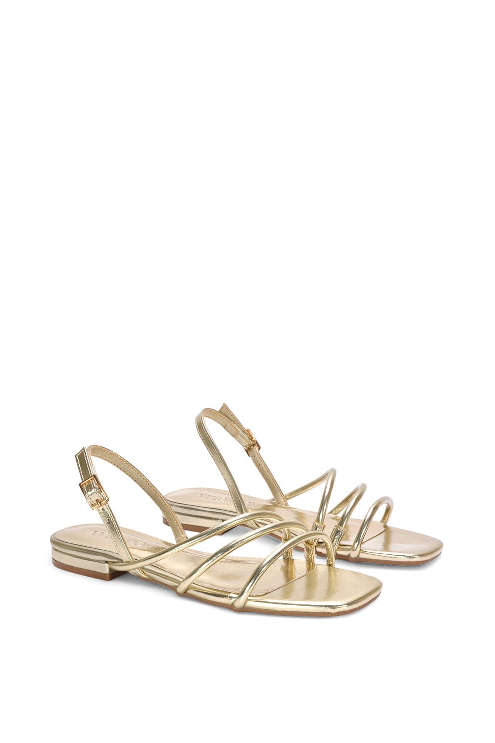 XY London 'Mary' Square Toe Strappy Slingback Flat Sandals image 4