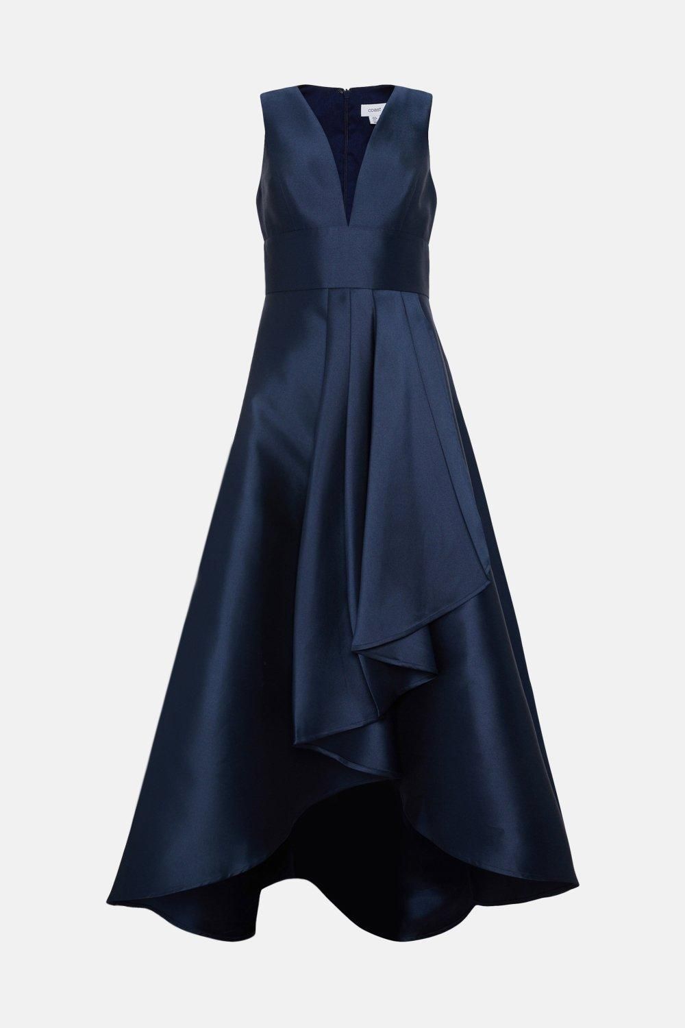 Coast Coast Honoured Petite Sleeveless Plunge Waterfall Twill Maxi Bridesmaid Dress Navy image 5