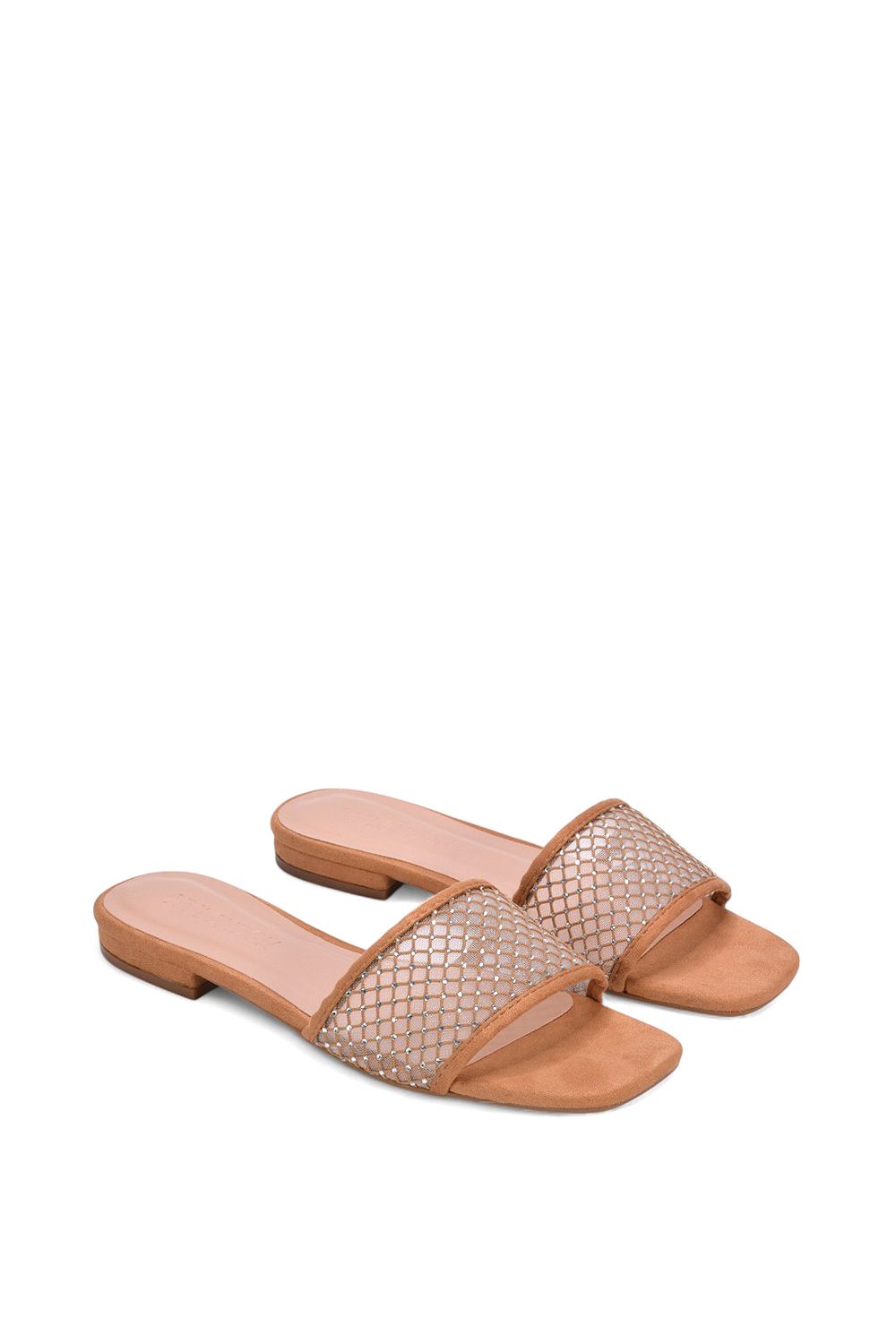 XY London 'Gabrielle' Flat Slip On Open Toe Diamante Slider Mule Sandals image 4