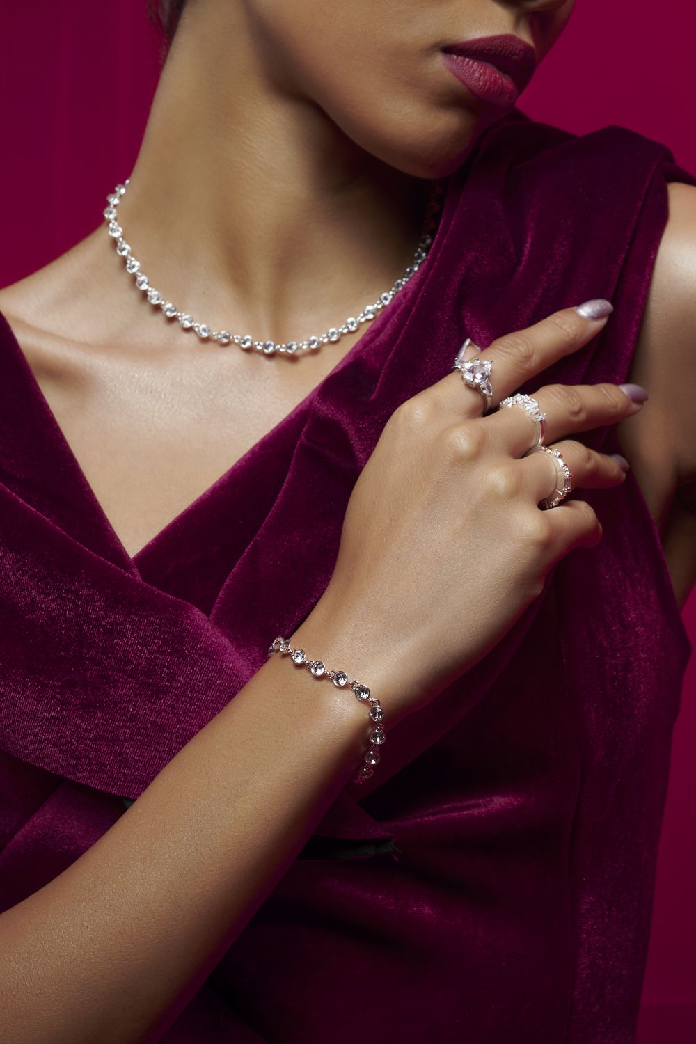 Jon Richard Jon Richard Radiance Collection - Silver Plate Tennis Bracelet embellished with crystals image 2