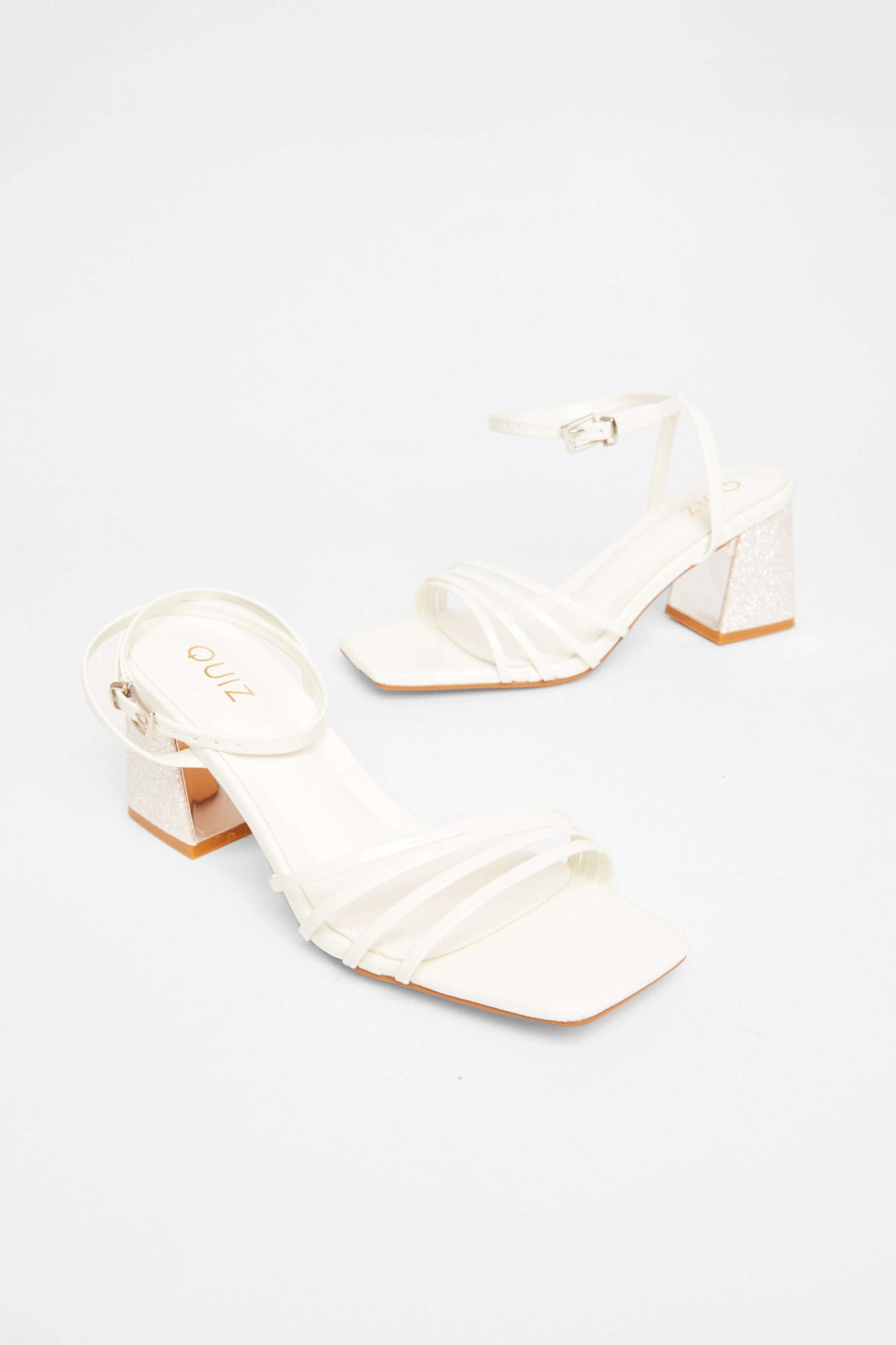 Quiz White Block Heel Sandals image 2