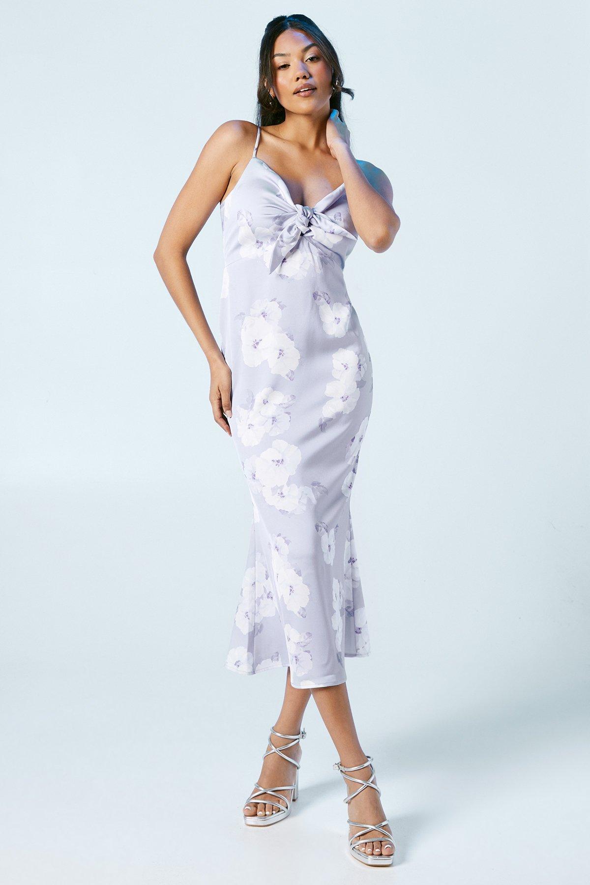 Oasis Lavender Posy Strappy Tie Detail Bridesmaids Dress Lavender image 1