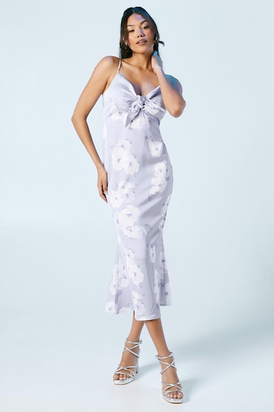 Oasis Lavender Posy Strappy Tie Detail Bridesmaid Dress Lavender