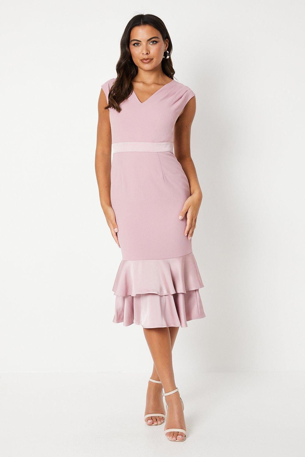 Coast Satin Back Crepe Dress With Peplum Blush image 1