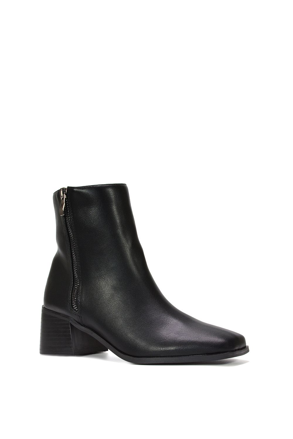 XY London 'Willow' Square Toe Zip Up Mid Block Heel Ankle Booties image 2