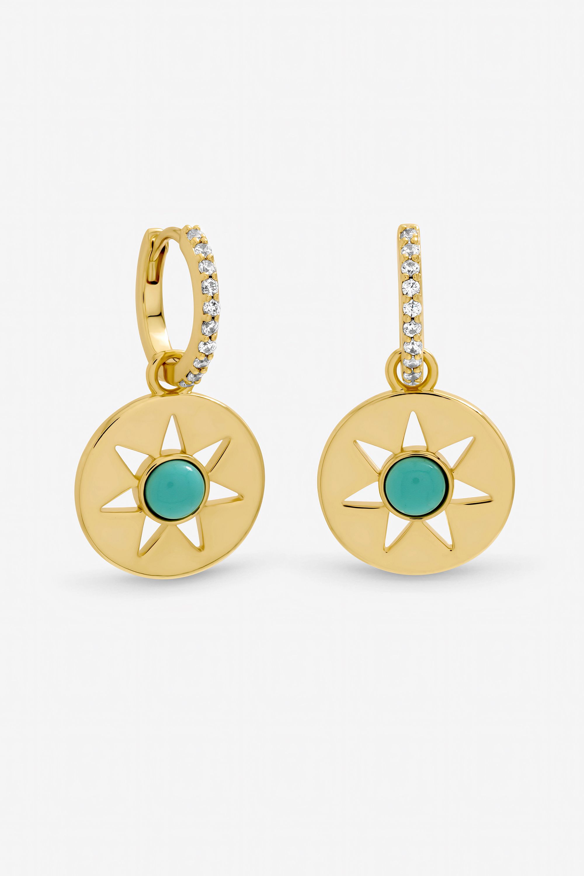 Inicio Gold Plated and Turquoise Celestial Earrings - Gift Pouch image 1