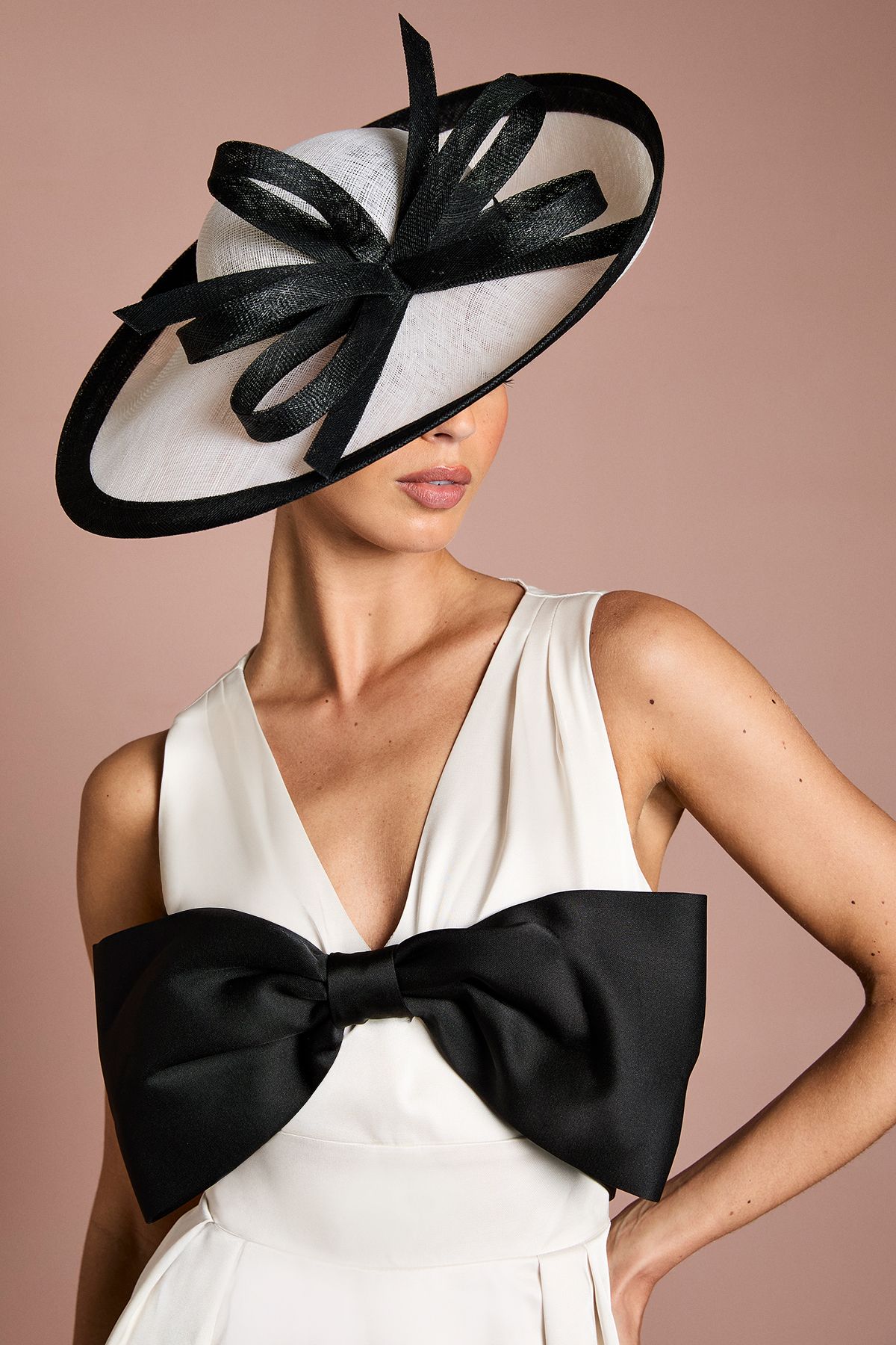 Coast Lisa Tan Bow Wide Brim Hat Mono