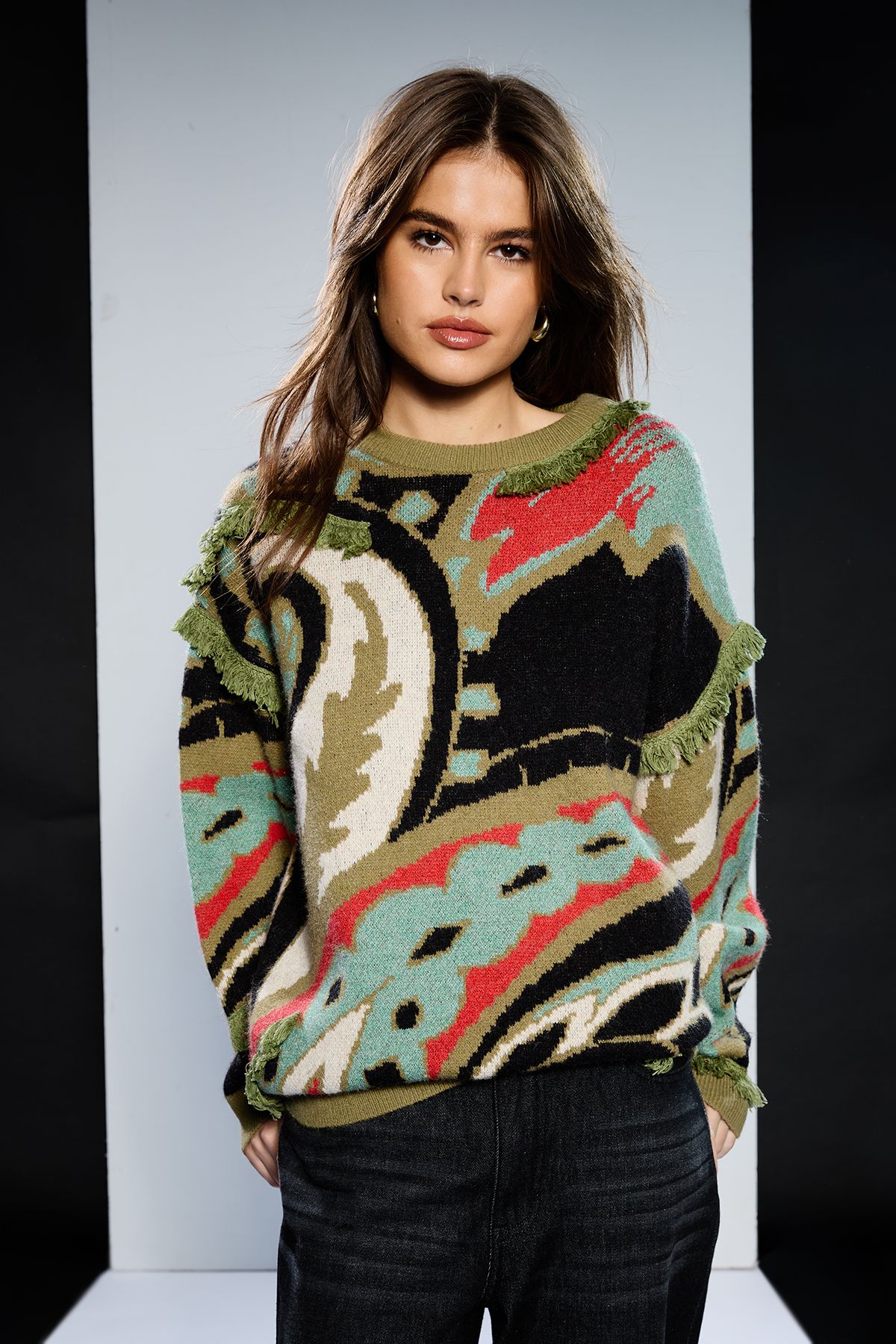 RUNWAY 1.8.1.8 Runway 1.8.1.8 Longline Pattern Jumper Multi image 2