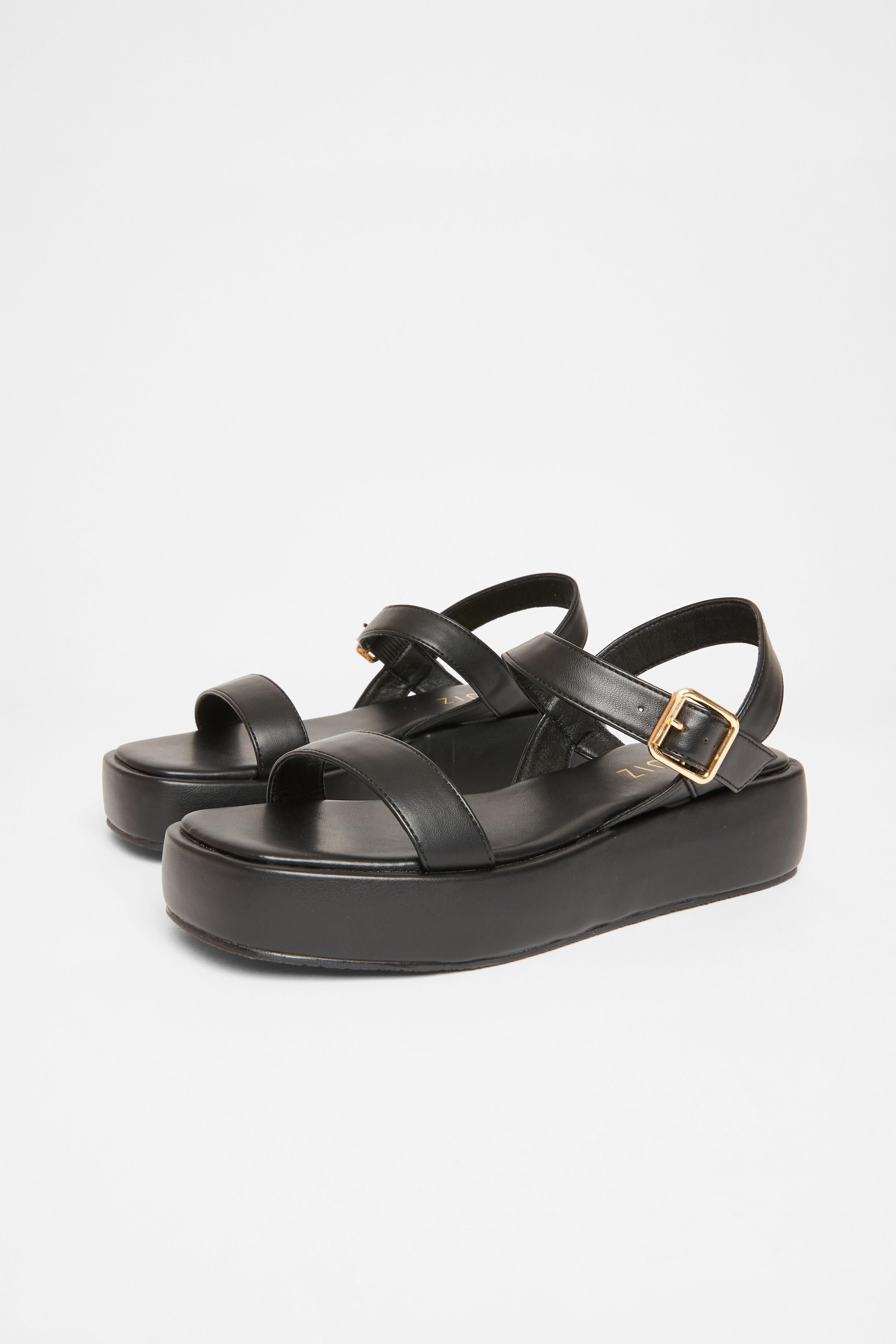 Quiz Black Faux Leather Flatform Sandals image 2
