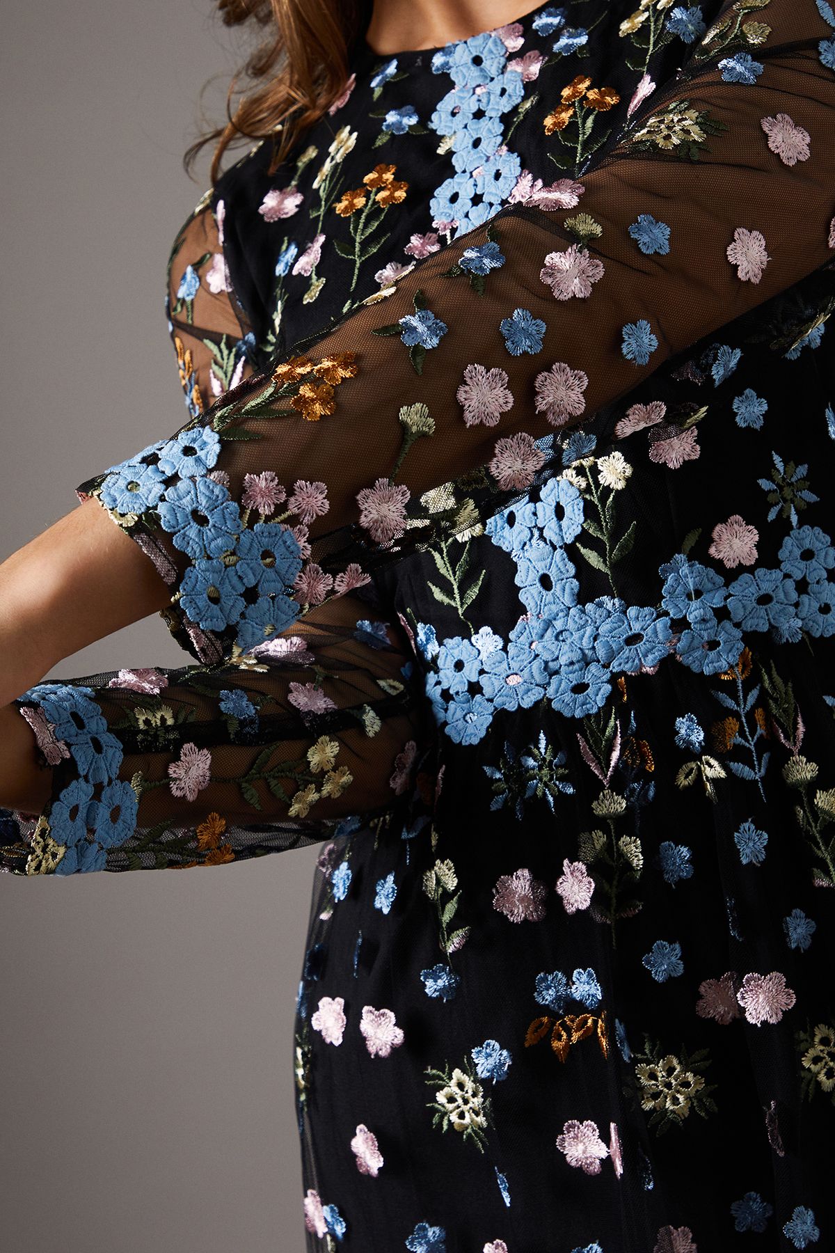 Coast Embroidered Floral Maxi Dress Black image 4