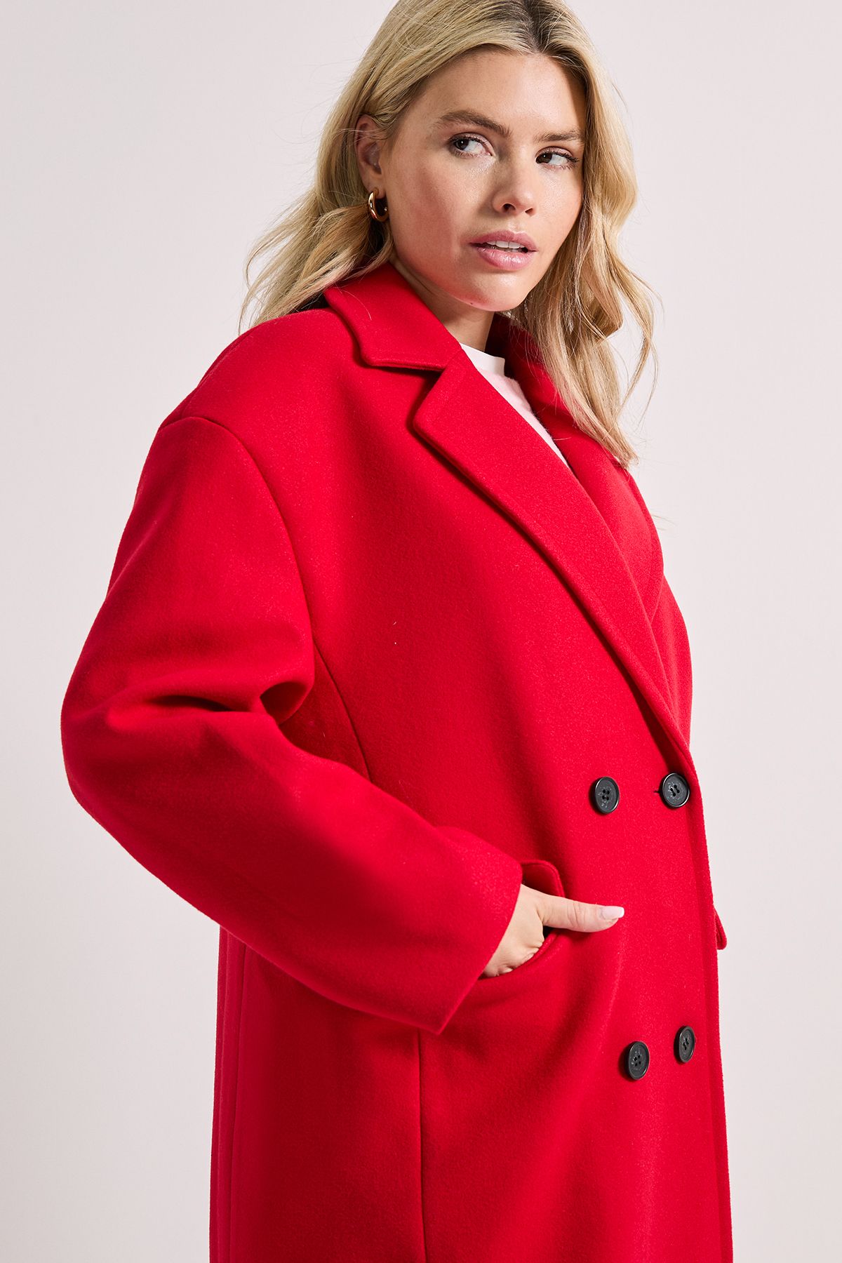 Dorothy Perkins Relaxed Buttoned Midi Coat Red image 4