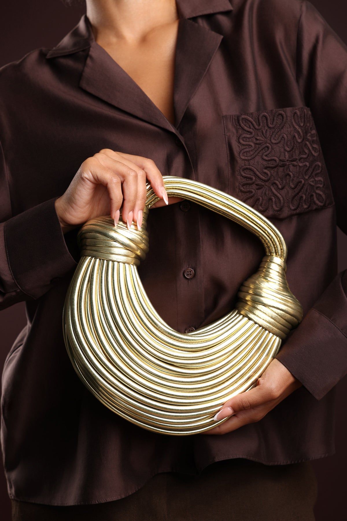 Where's That From 'Blossom' Curved Metallic Shoulder Bag image 1