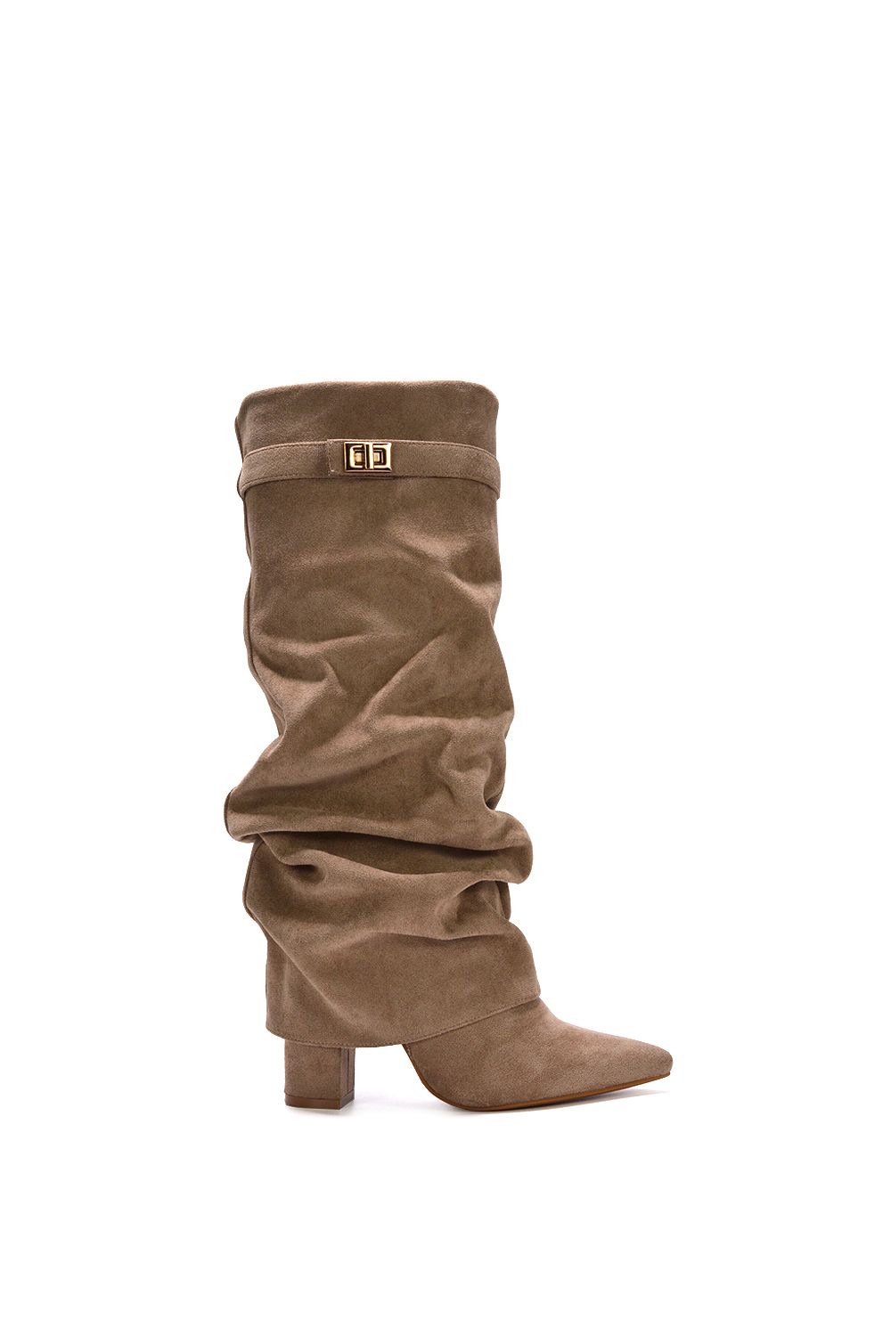 XY London 'Zaria' Slouchy Block Heel Knee High Fold Over Boots image 1