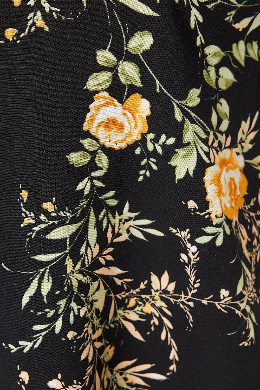 Dorothy Perkins Black Floral Twist Neck Keyhole Blouse Black image 5