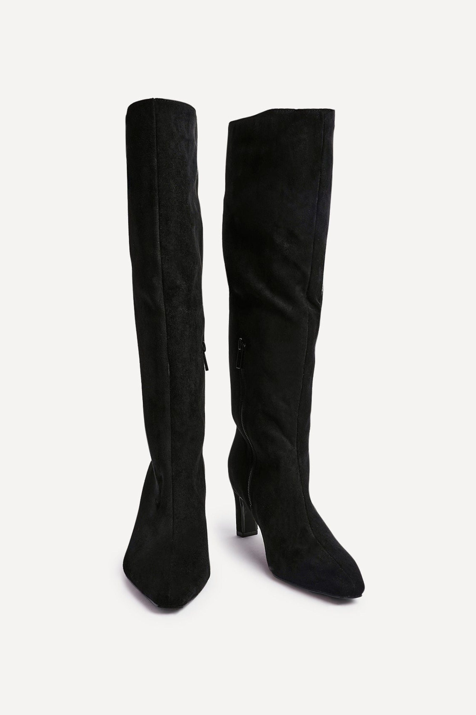 Linzi Uptown Black Faux Suede Knee High Boot image 3