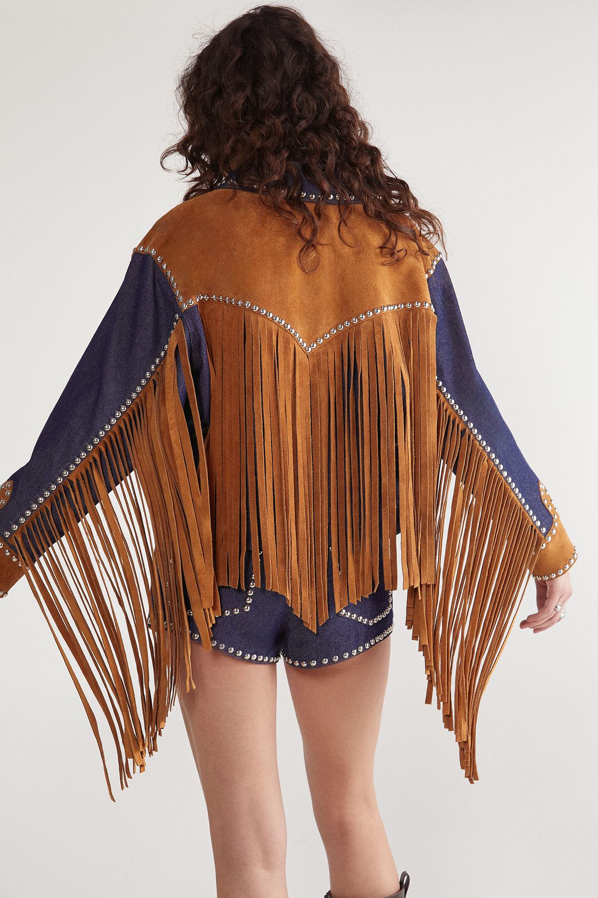 NastyGal Denim Suede Mix Jacket Multi image 3