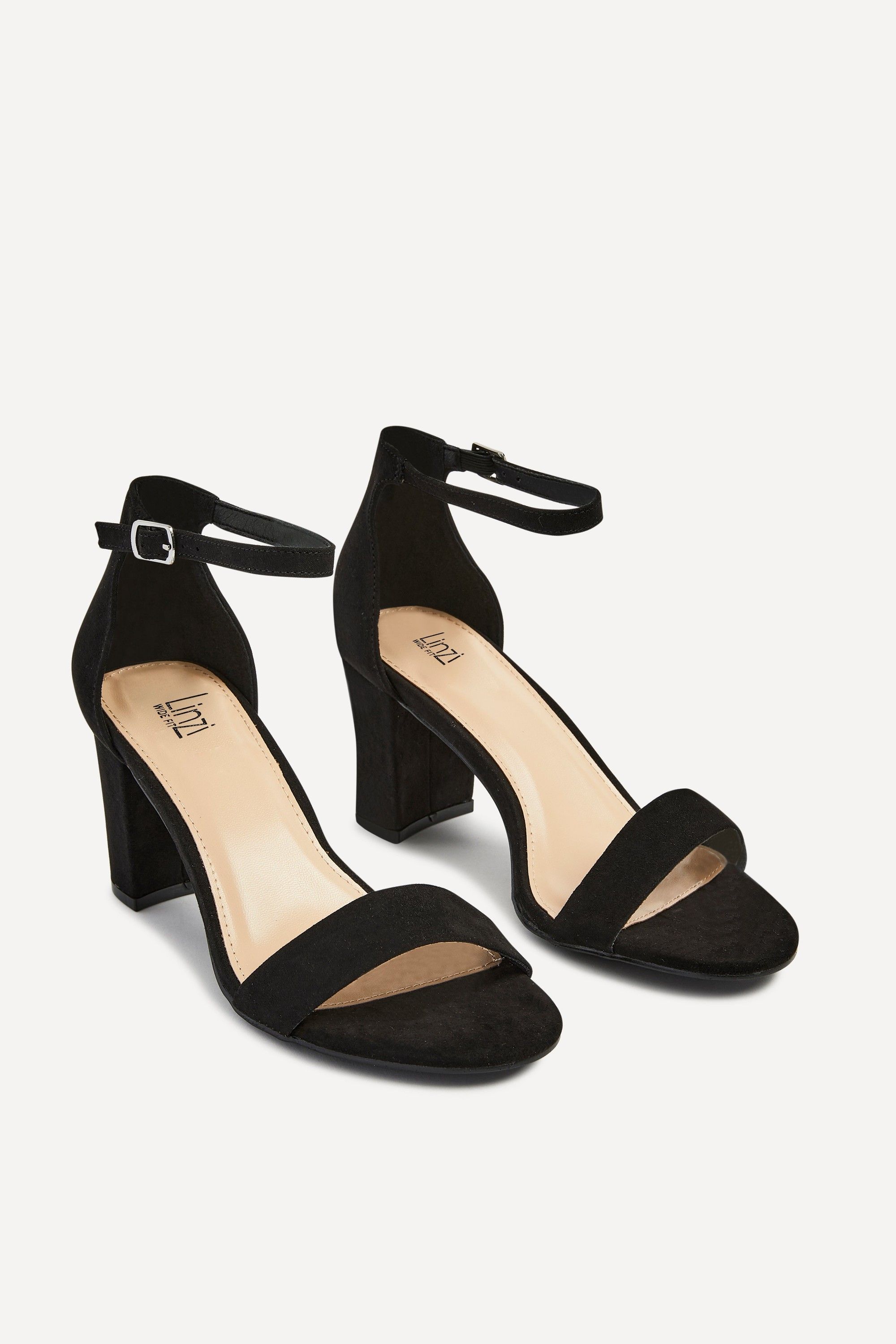 Linzi Legacy Wide Fit Black Suede Closed Black Block Heel image 4