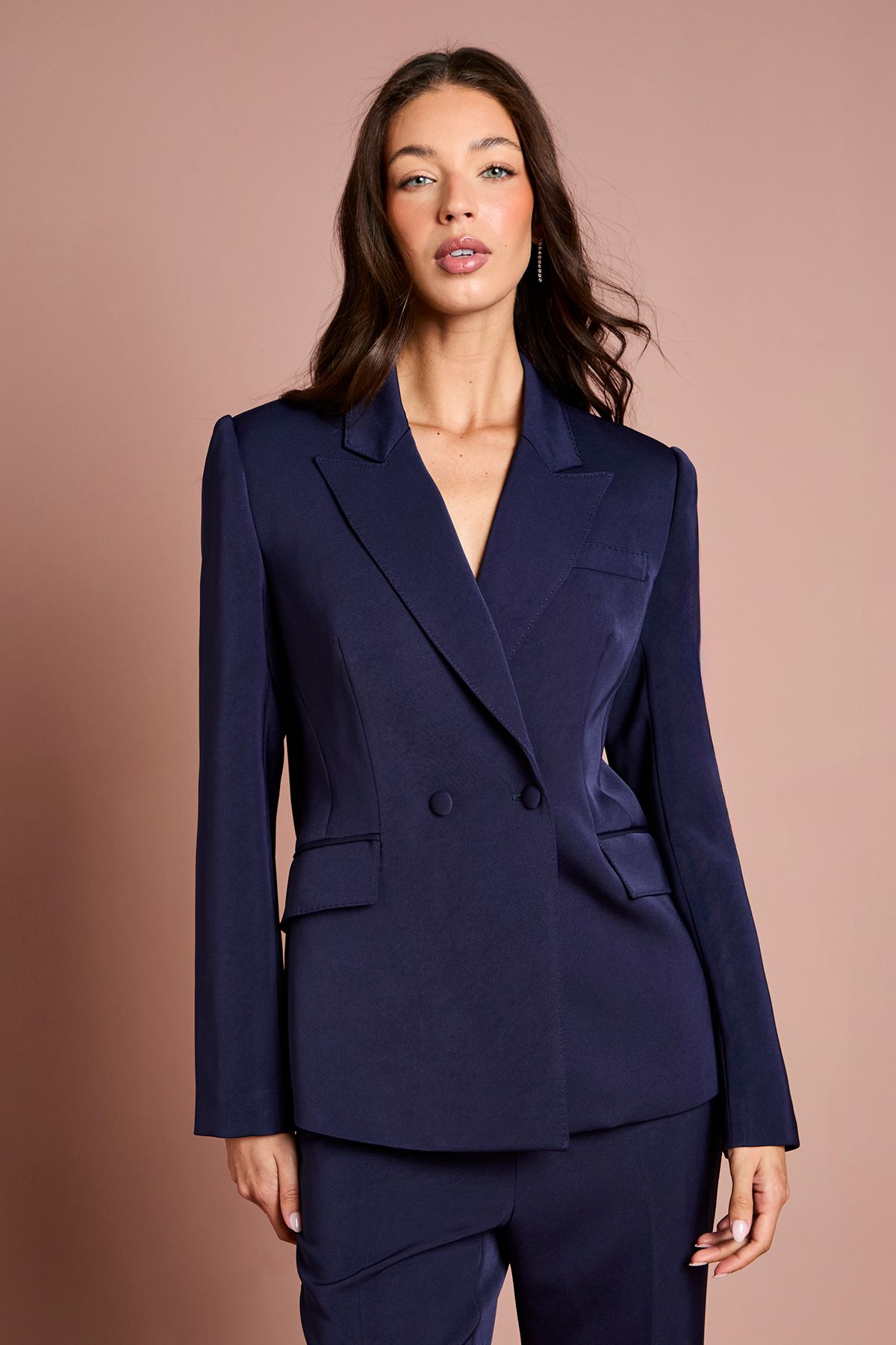 Coast Stitch Detail Double Breasted Blazer Navy image 1