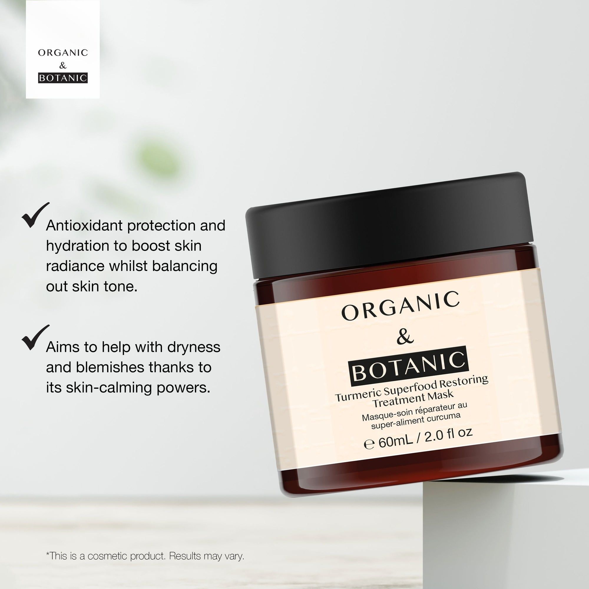 Organic & Botanic Turmeric Superfood Restoring Treatment Mask 60ml x 2 Duo Pack image 5